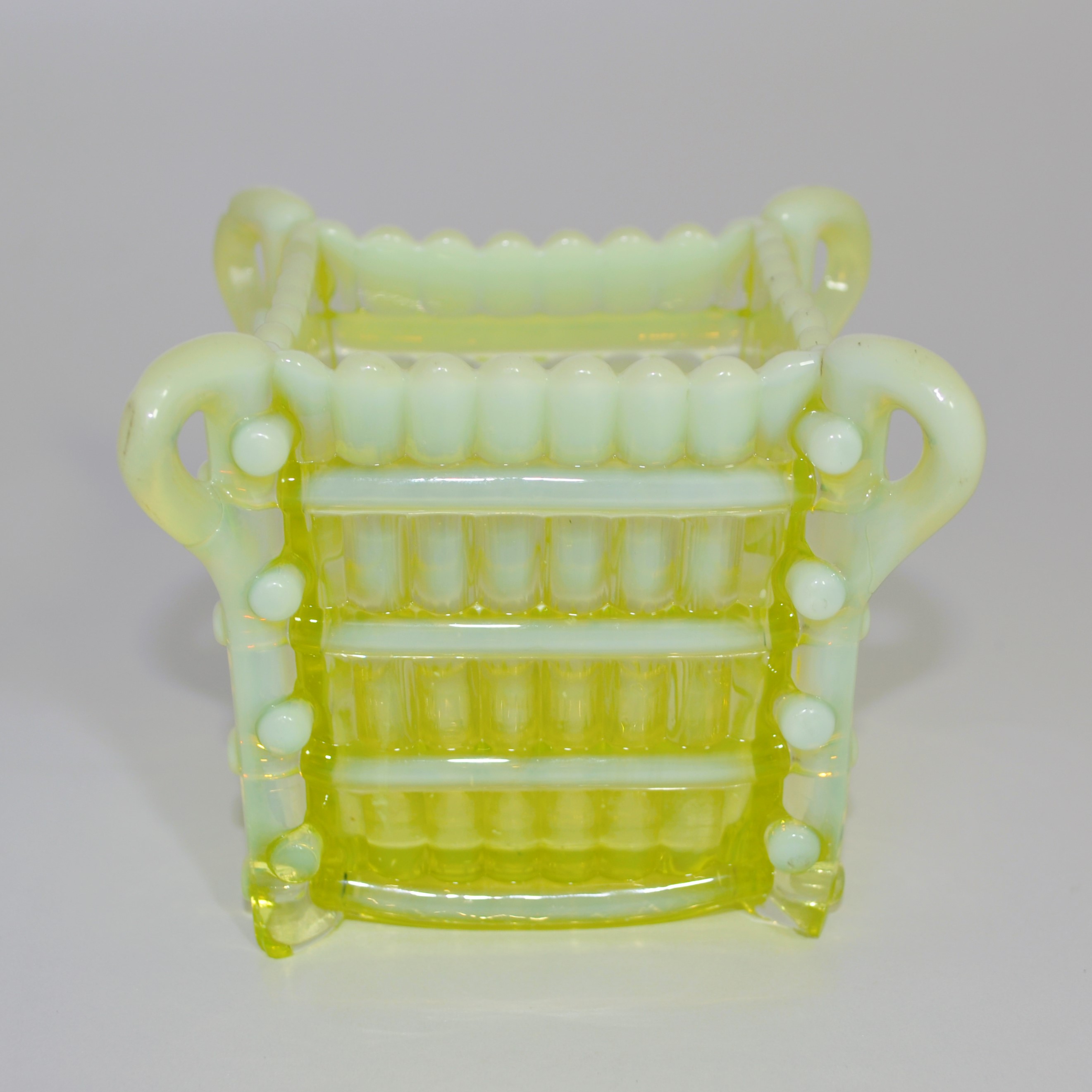 Uranium, Vaseline Glass Basket / Vase