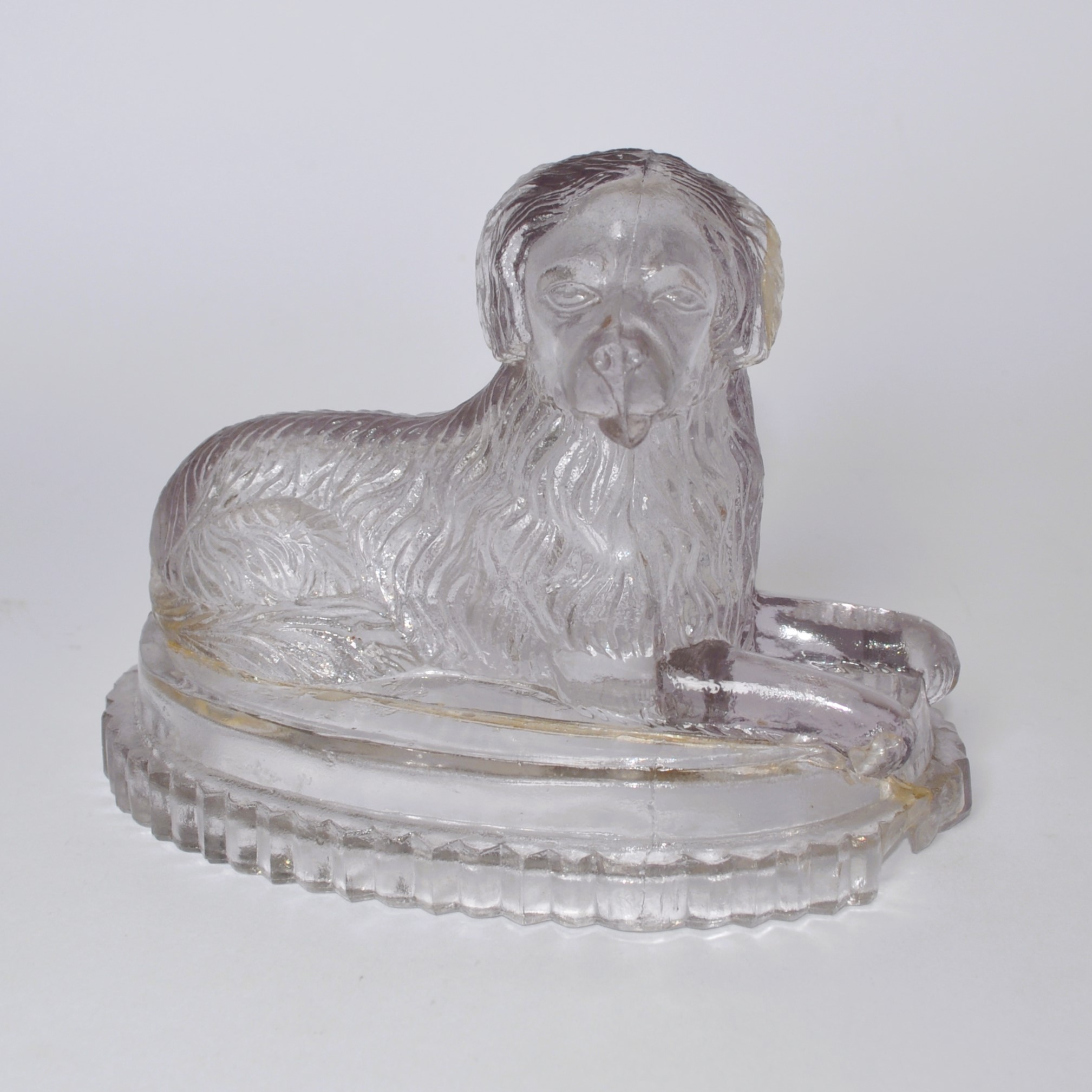 Antique John Derbyshire Newfoundland Glass Dog 