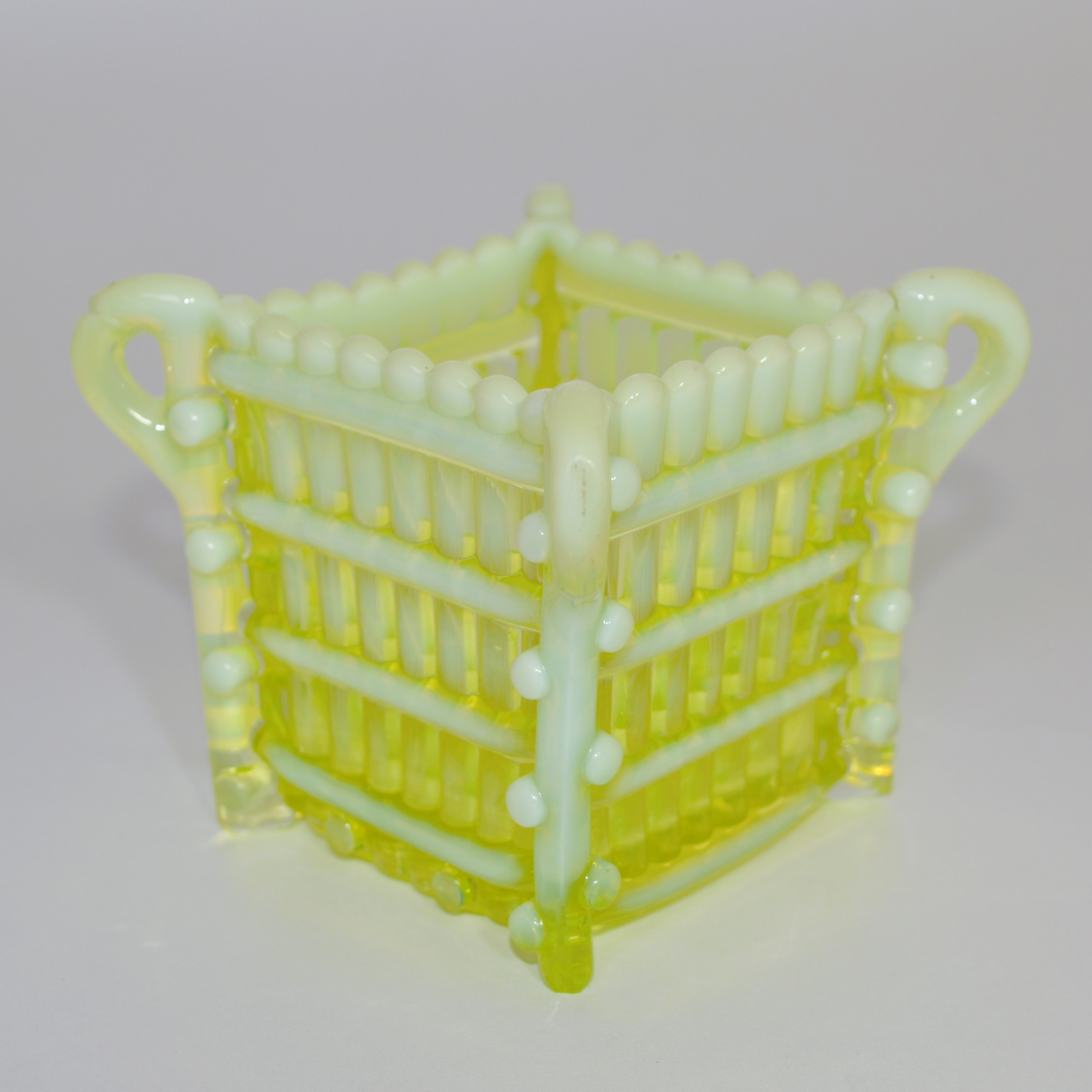 Uranium, Vaseline Glass Basket / Vase