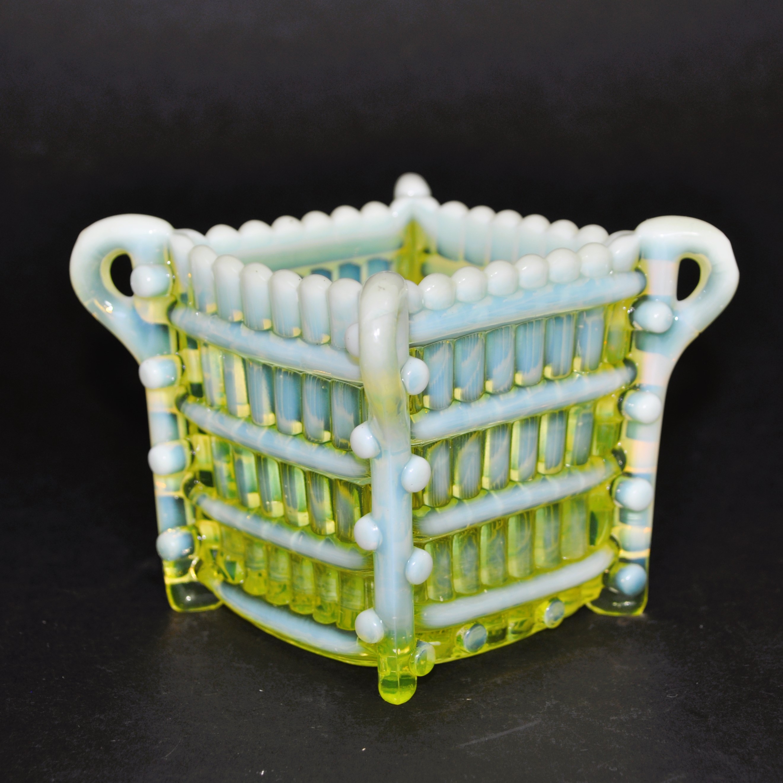 Uranium, Vaseline Glass Basket / Vase