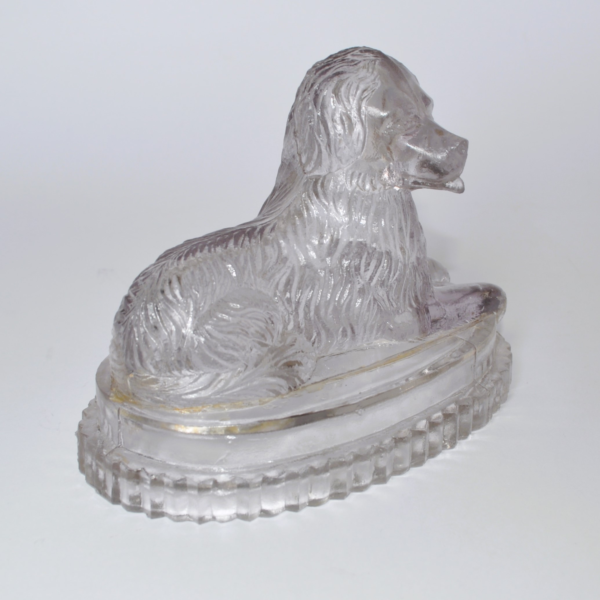 Antique John Derbyshire Newfoundland Glass Dog 