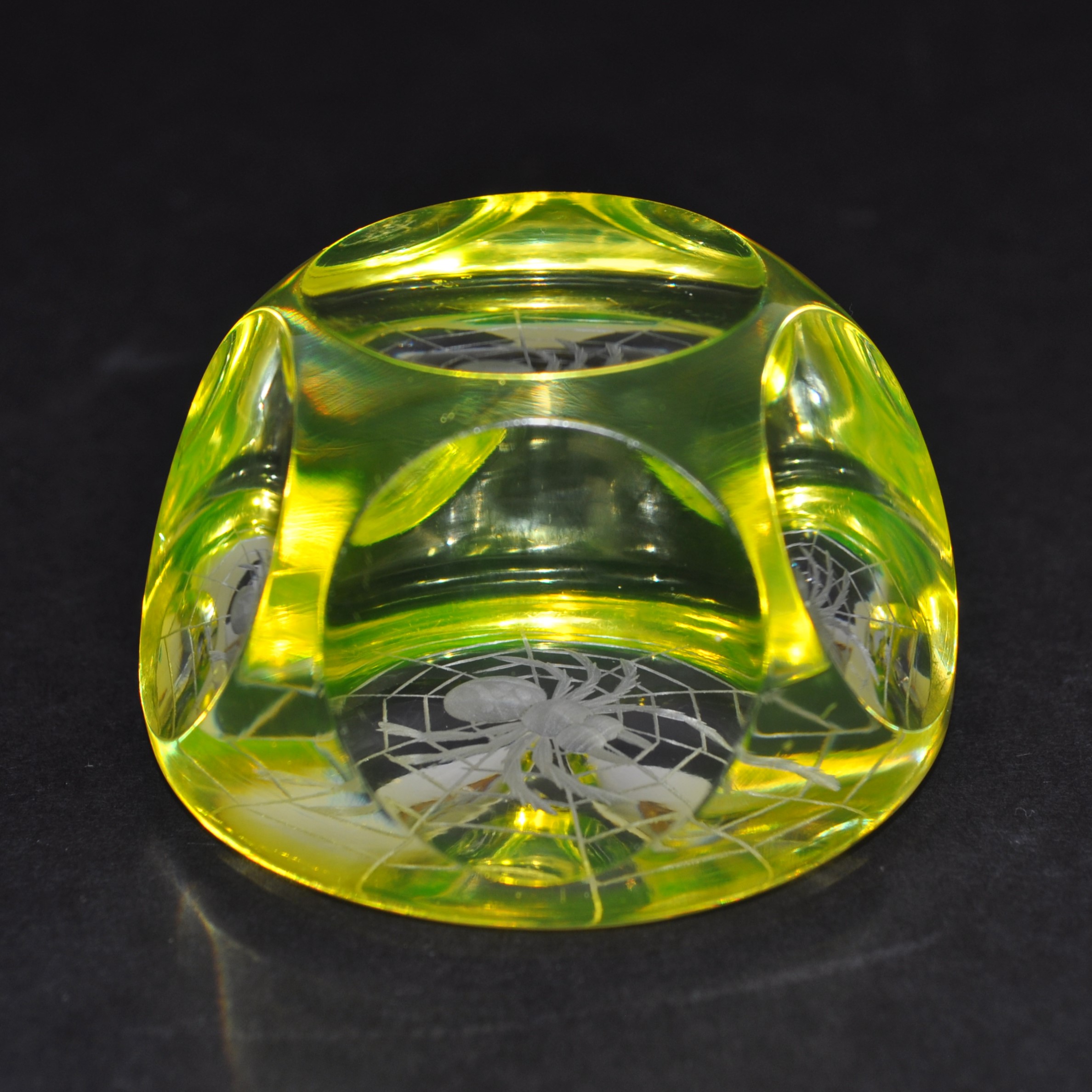 Webb Corbett Uranium Glass Spider Paperweight