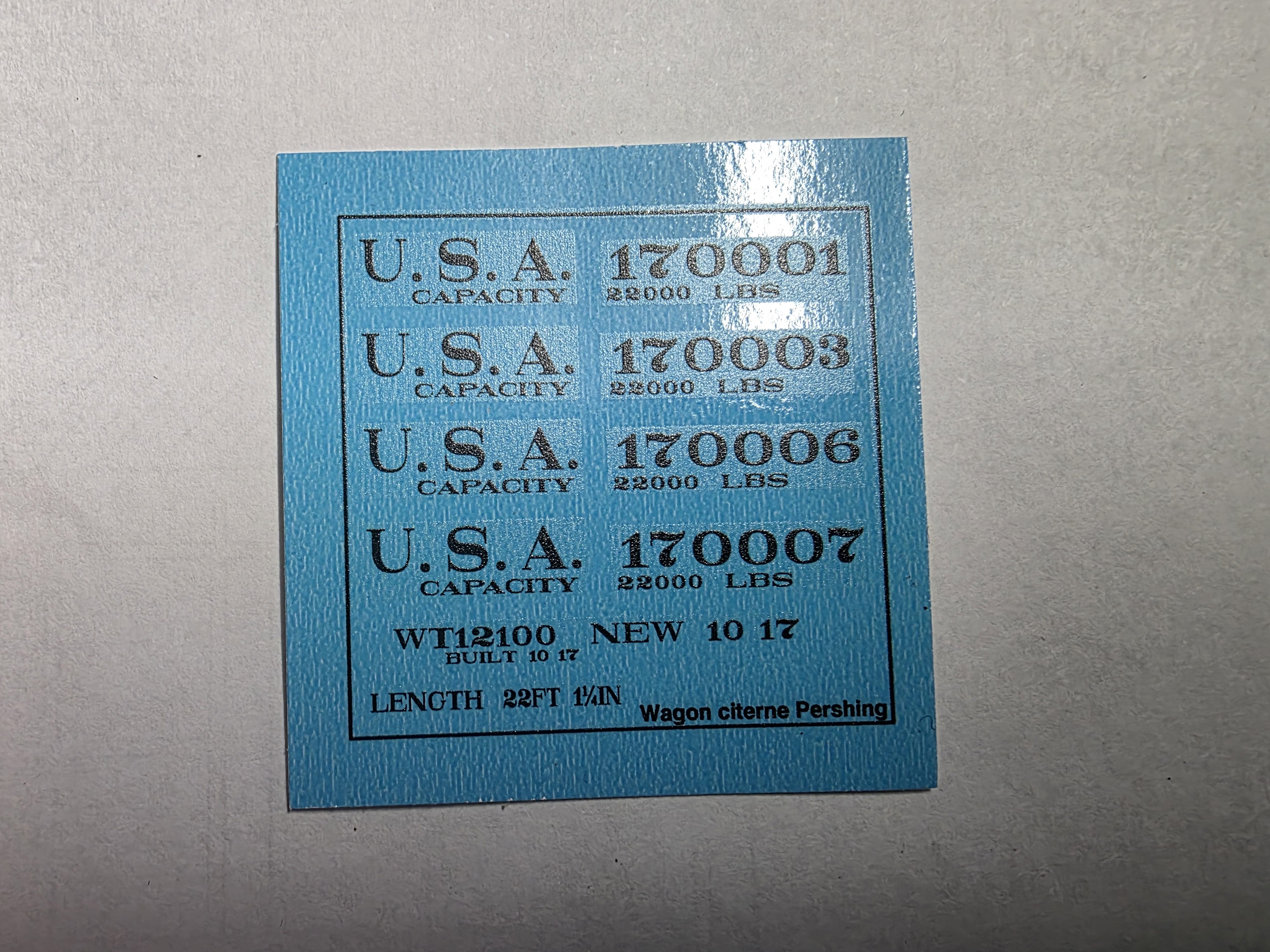 Marquage wagon citerne Pershing