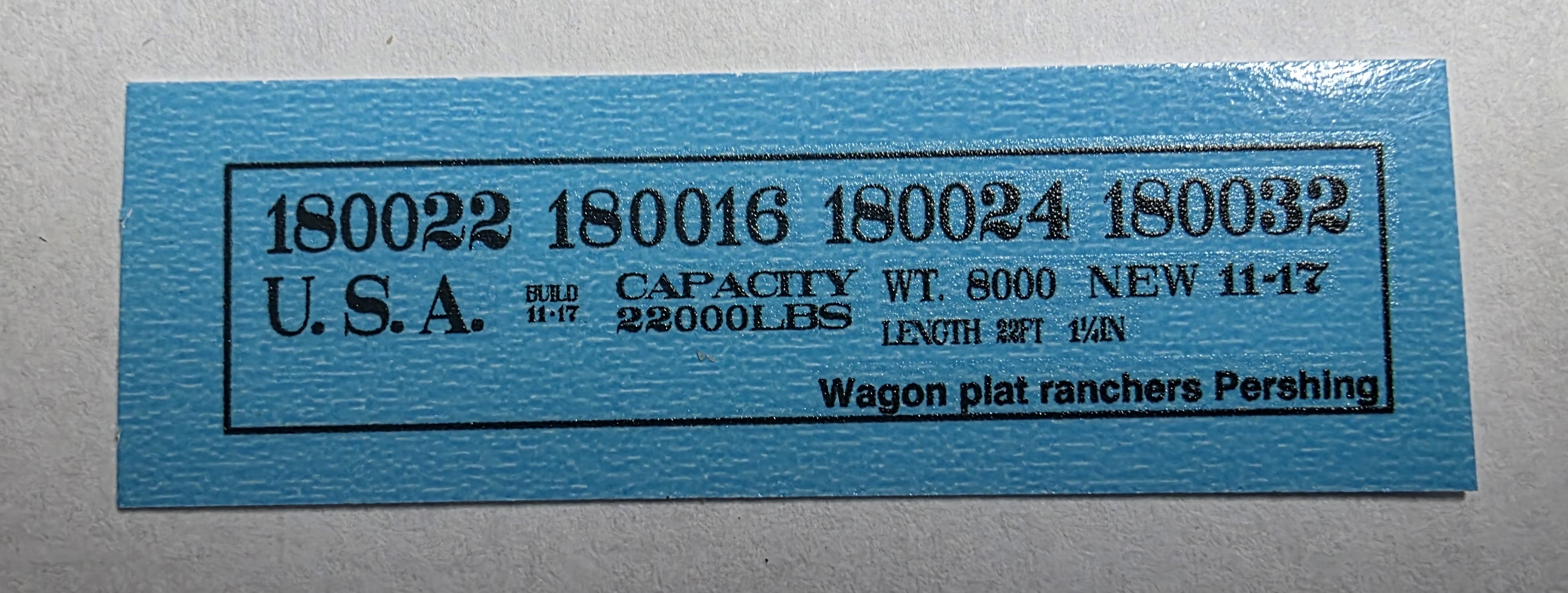 Marquage wagon plat Pershing