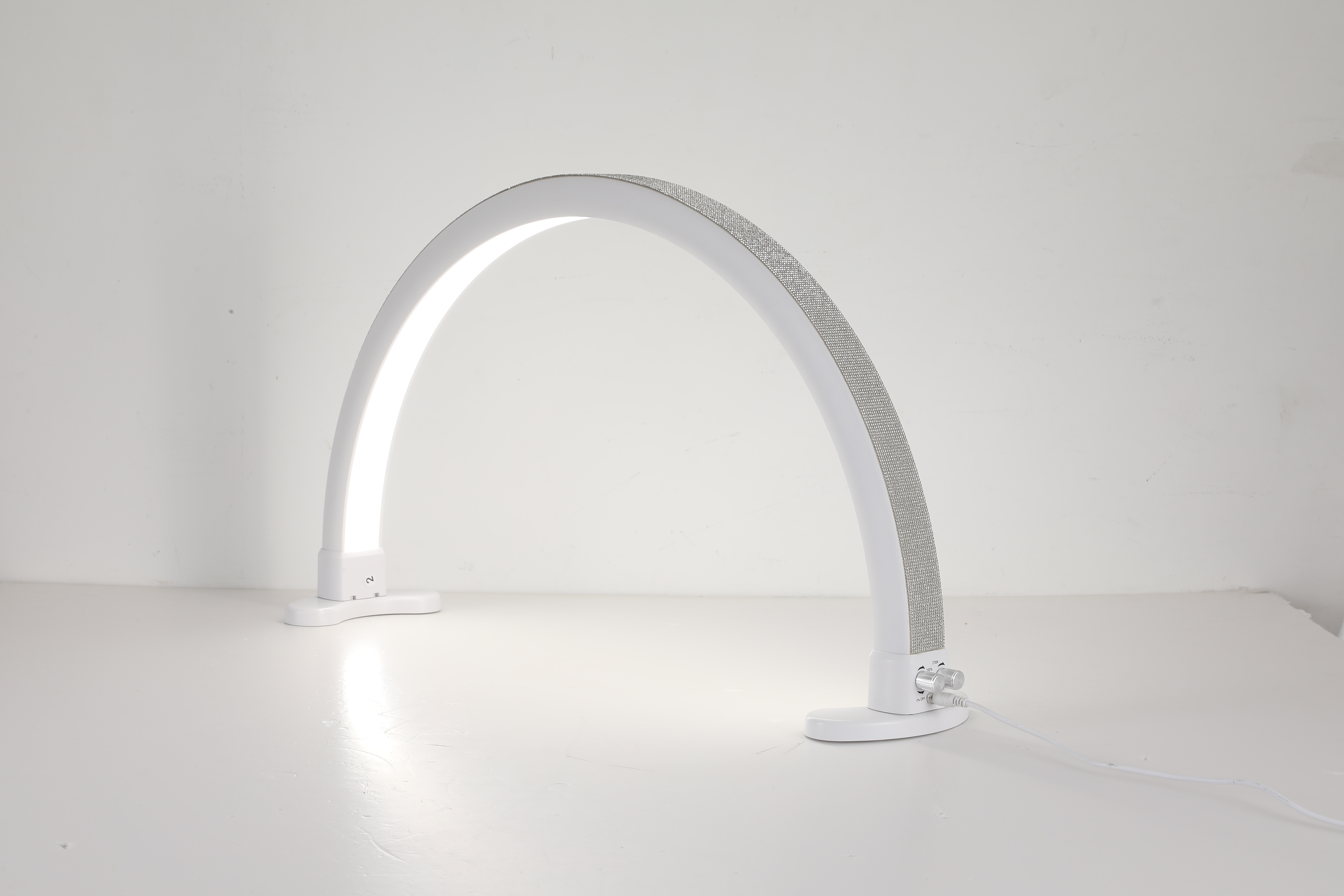 Half Moon Light, Lash Light for Eyelash Extensions,Lash Lamp, Nails Tech Desk Lamp, 3 Colors/Stepless Dimming, White Color, With Surface Decor