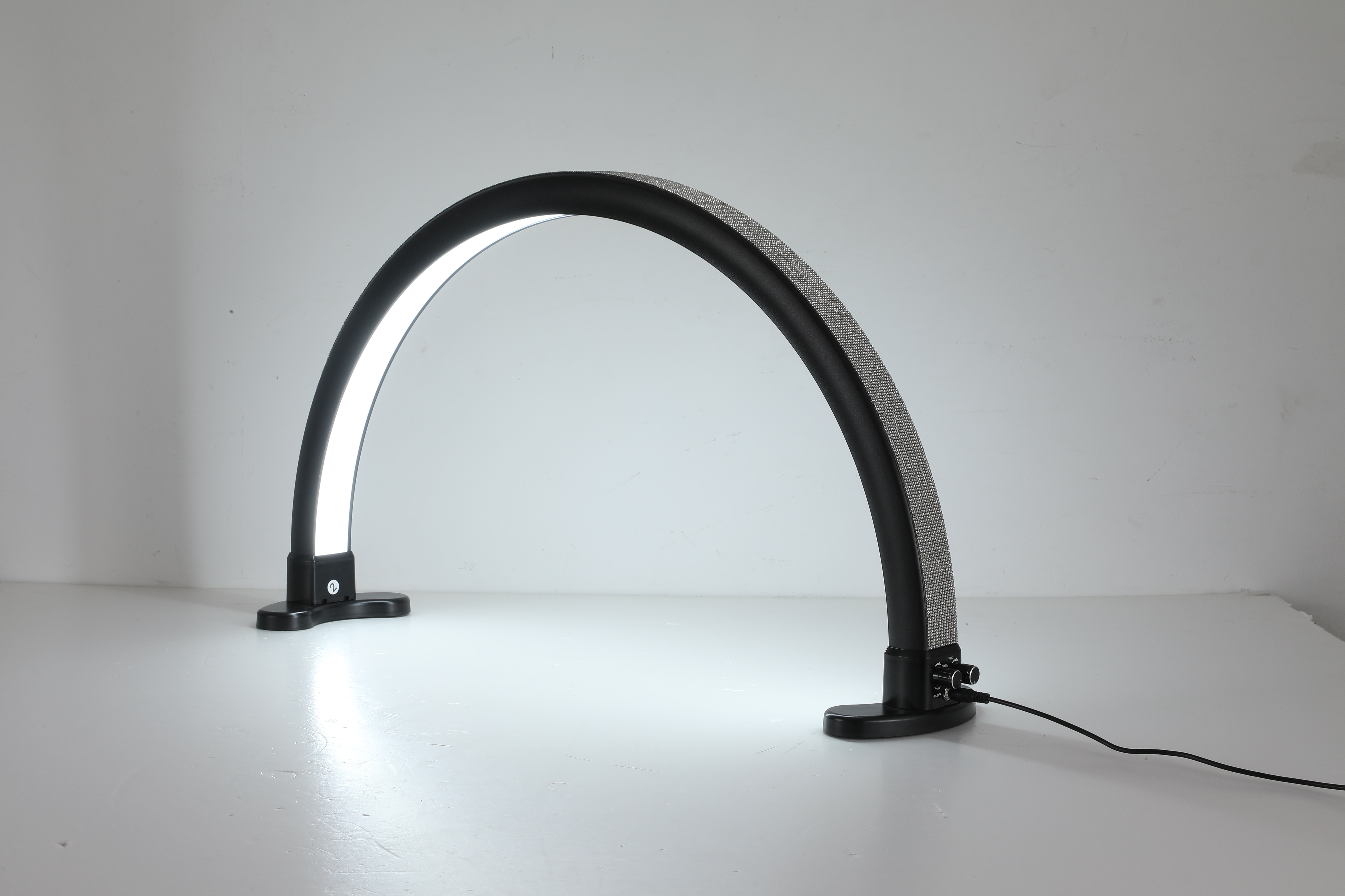 Half Moon Light, Lash Light for Eyelash Extensions,Lash Lamp, Nails Tech Desk Lamp, 3 Colors/Stepless Dimming, Black Color, With Surface Decor