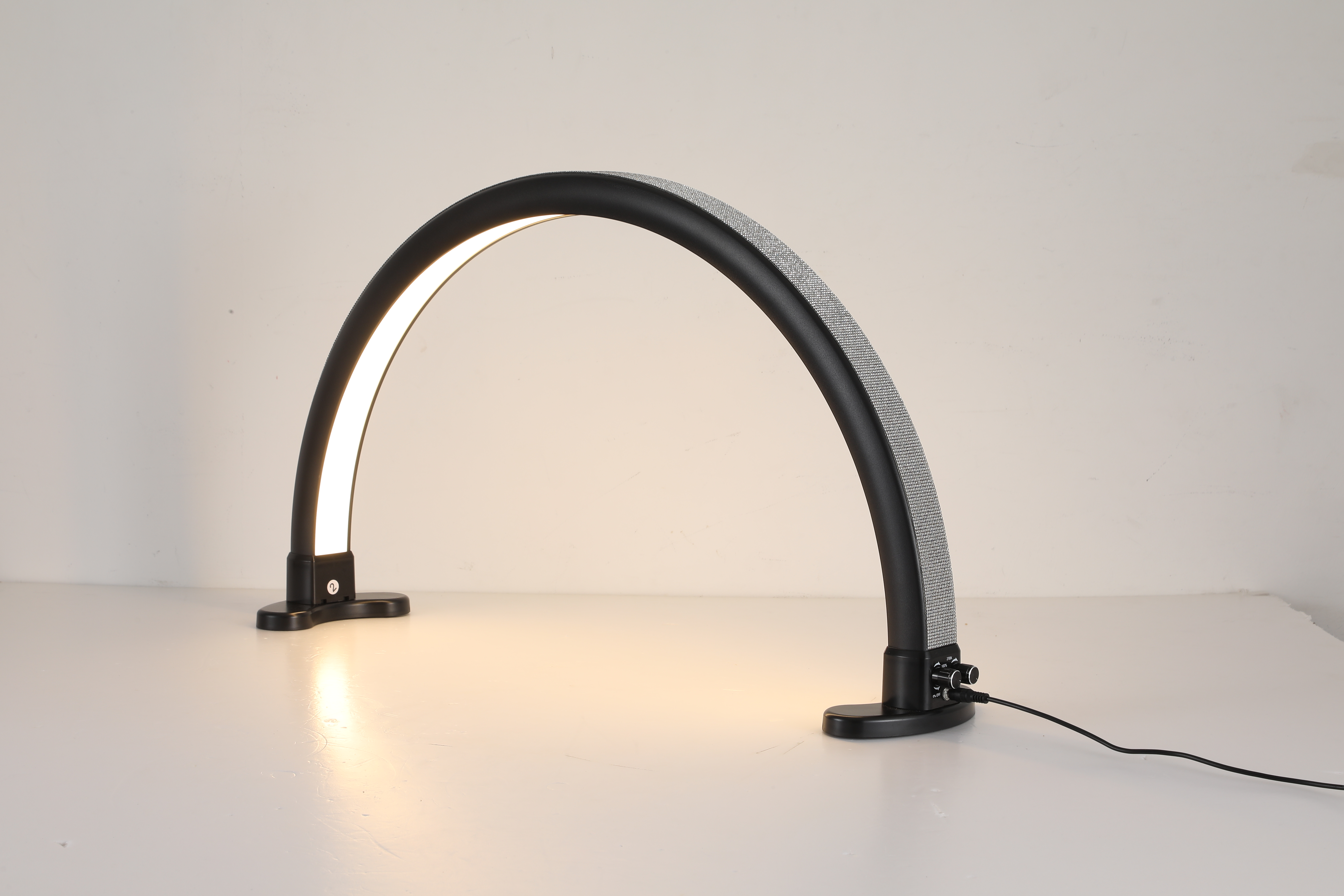 Half Moon Light, Lash Light for Eyelash Extensions,Lash Lamp, Nails Tech Desk Lamp, 3 Colors/Stepless Dimming, Black Color, With Surface Decor