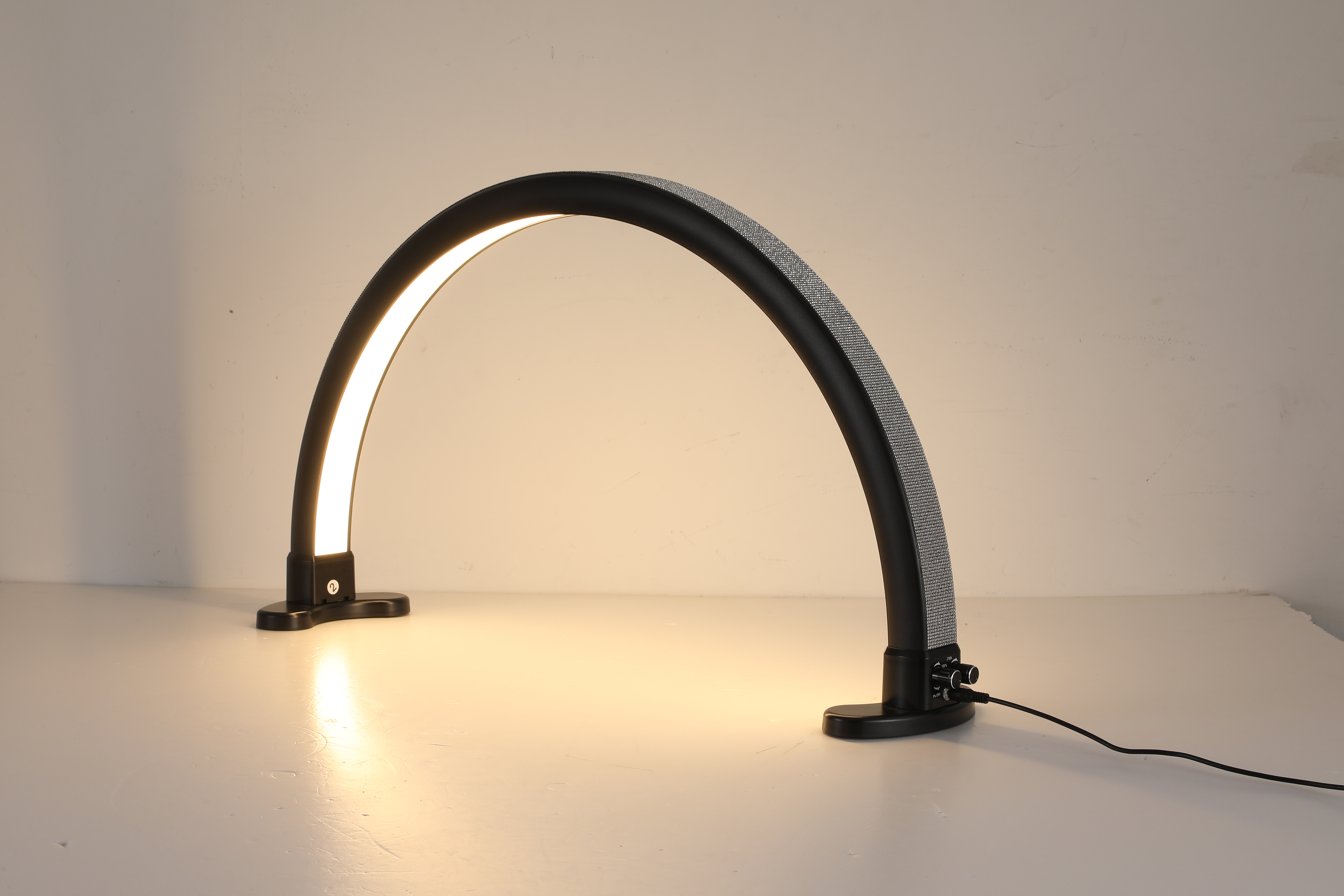 Half Moon Light, Lash Light for Eyelash Extensions,Lash Lamp, Nails Tech Desk Lamp, 3 Colors/Stepless Dimming, Black Color, With Surface Decor