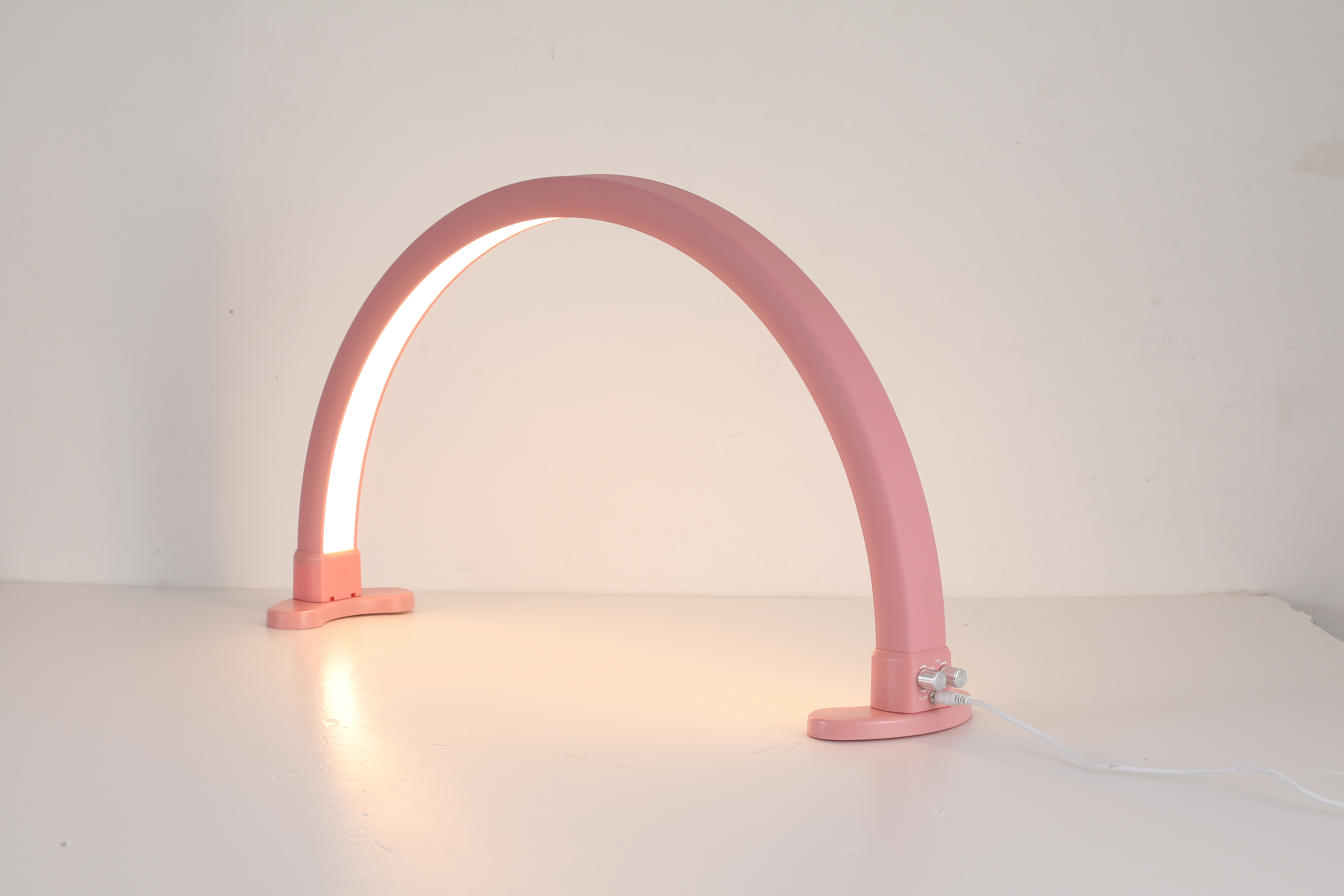 Half Moon Light, Lash Light for Eyelash Extensions,Lash Lamp, Nails Tech Desk Lamp, 3 Colors/Stepless Dimming, Pink Color