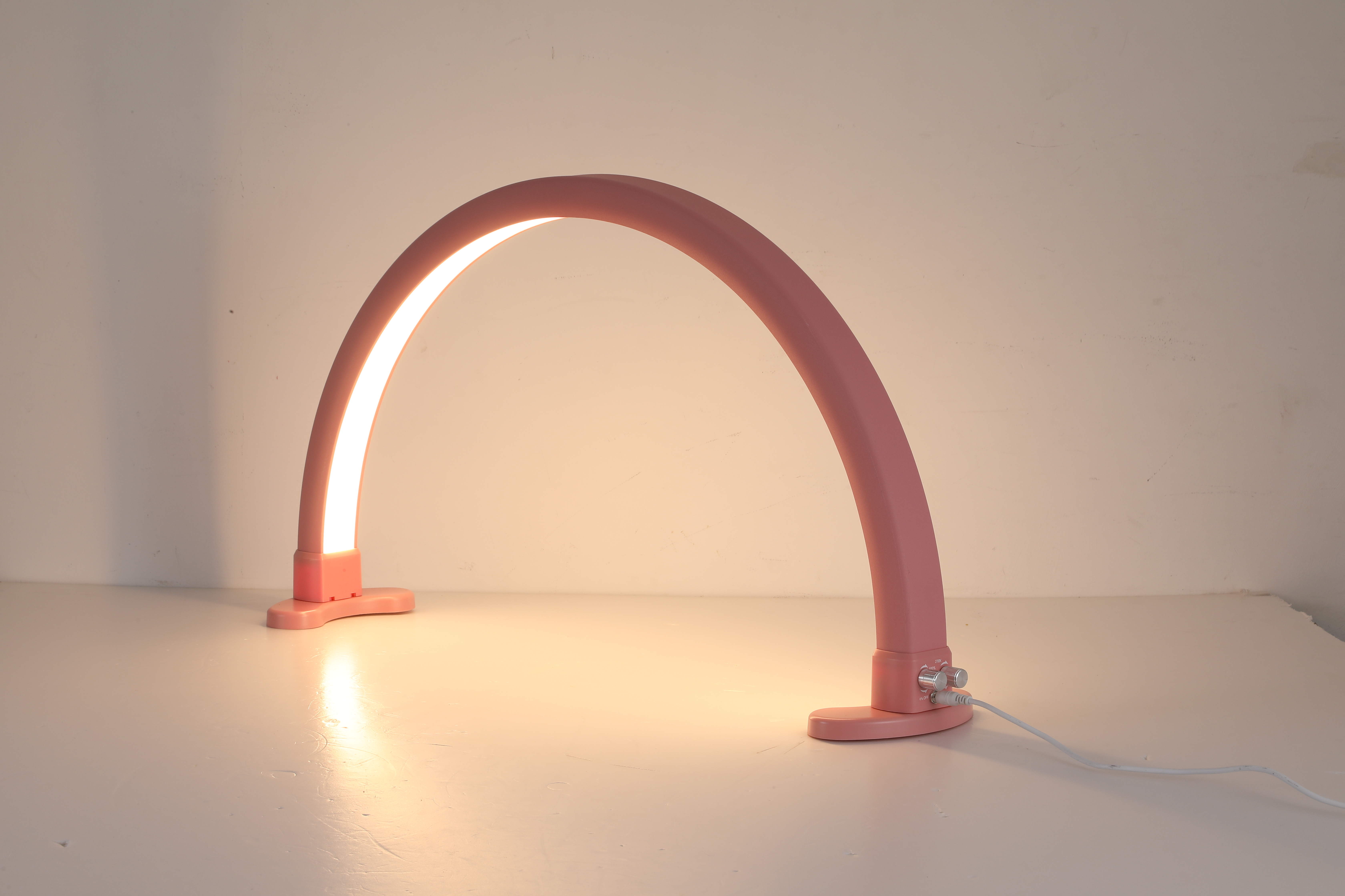 Half Moon Light, Lash Light for Eyelash Extensions,Lash Lamp, Nails Tech Desk Lamp, 3 Colors/Stepless Dimming, Pink Color
