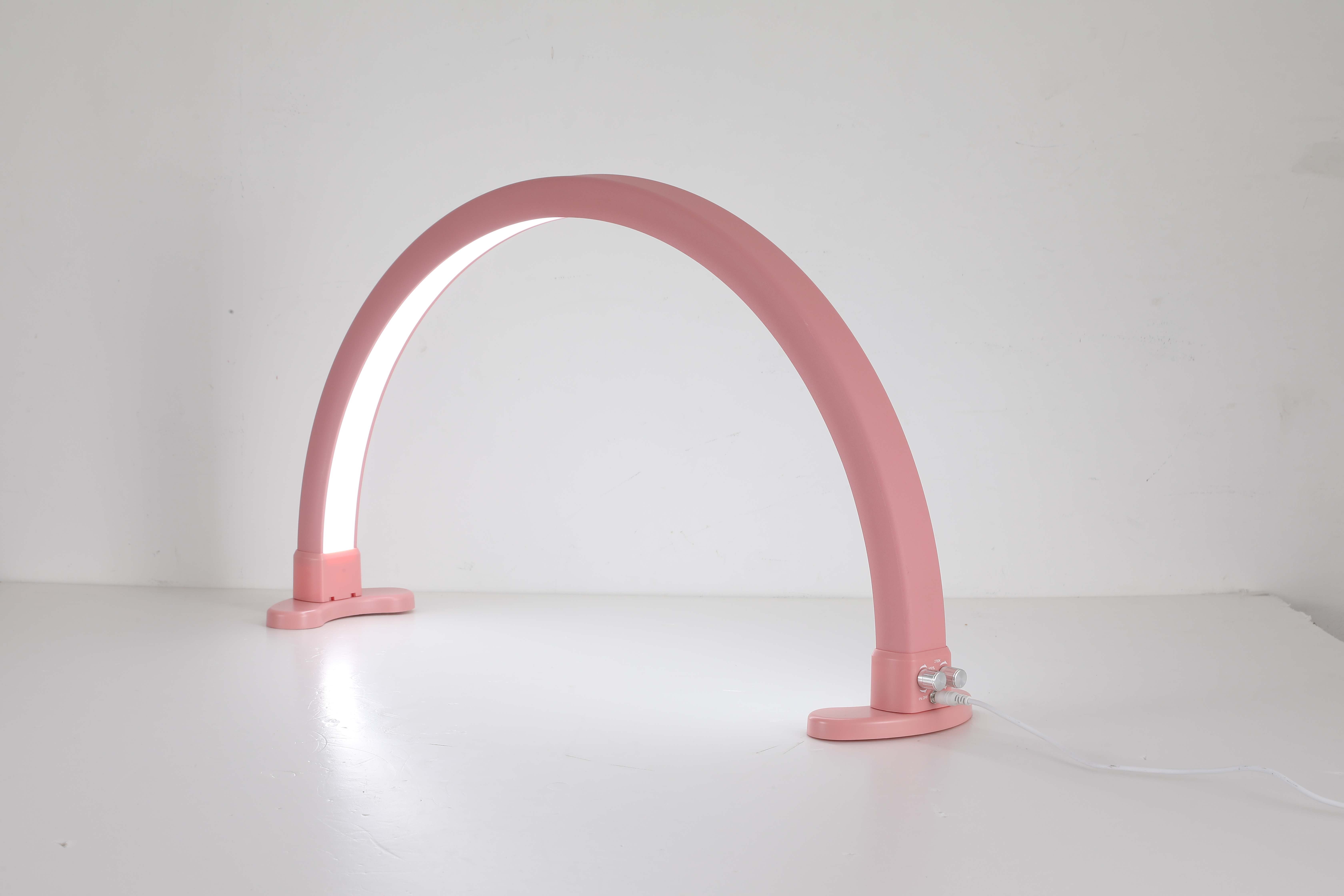 Half Moon Light, Lash Light for Eyelash Extensions,Lash Lamp, Nails Tech Desk Lamp, 3 Colors/Stepless Dimming, Pink Color