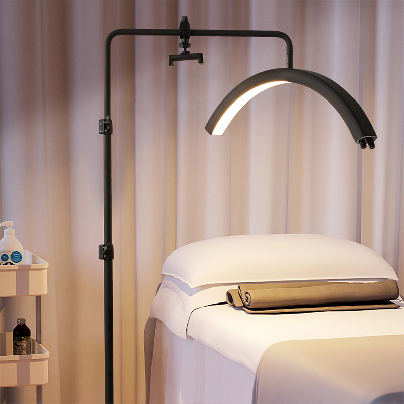 Lash Light for Eyelash Extensions, Half Moon LED Lash Light Lamp for Tattoo Lighting, Lashes, Nail Tech, Standing Floor Lamp, Esthetician Light with Phone Holder, Adjustable Brightness Height