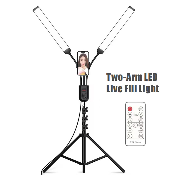 Led Fill Light Two-Arm Three-Arm Four-Arm Remote Control Stepless Dimming Live Fill Light With Adjustable Tripod Stand & Phone Clip Makeup Eyelash Light Floor Lamp