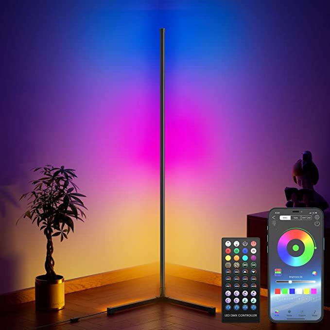 Multiple Colors Three-sided Minimalist LED Corner Floor Lamp Symphony RGB LED Floor Lamp