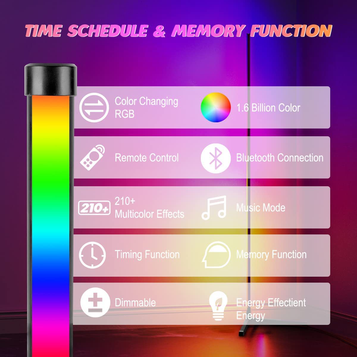 Multiple Colors Three-sided Minimalist LED Corner Floor Lamp Symphony RGB LED Floor Lamp