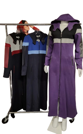 leather& cotton jacket (purple)