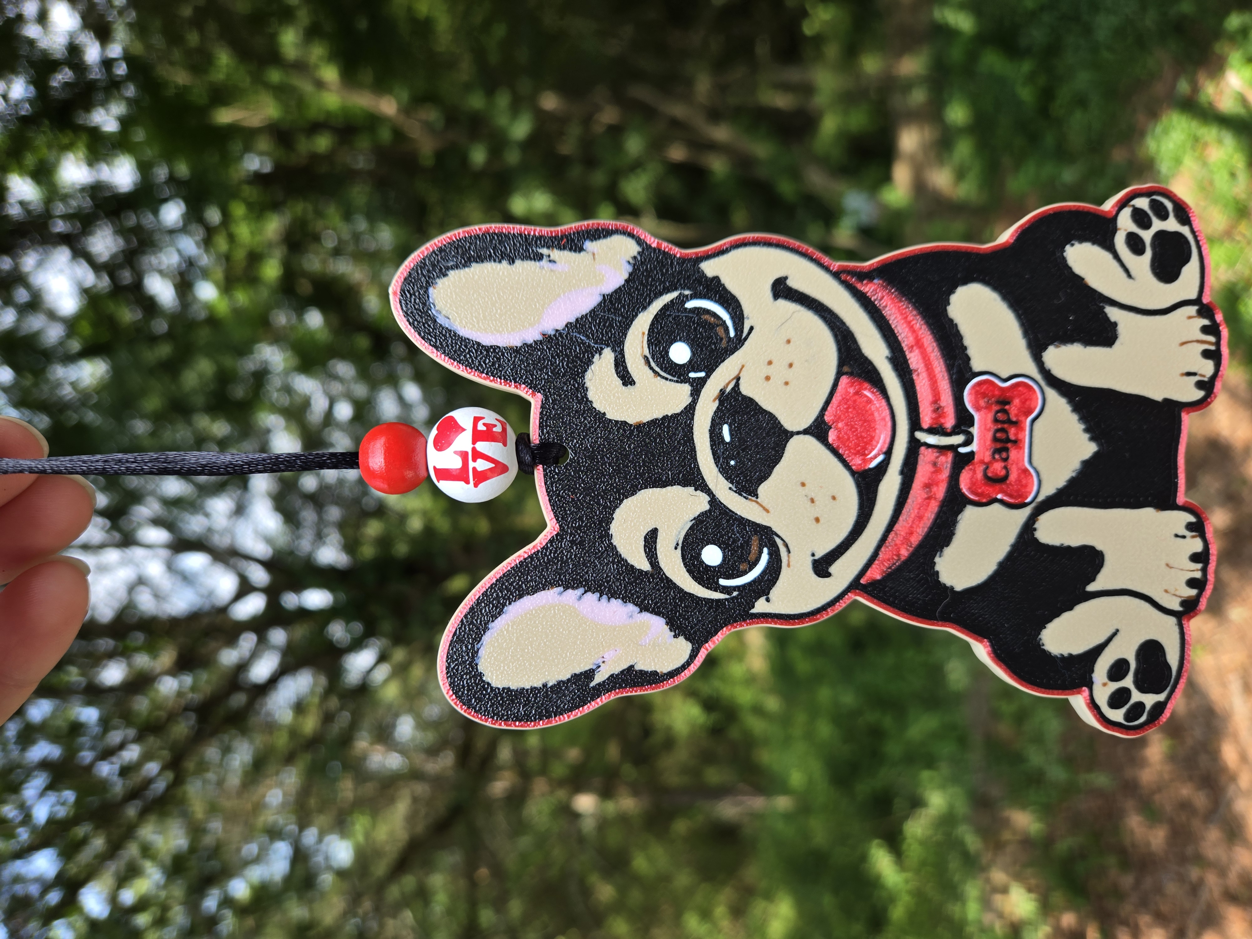 French Bulldog 3D printed with personalized collar.