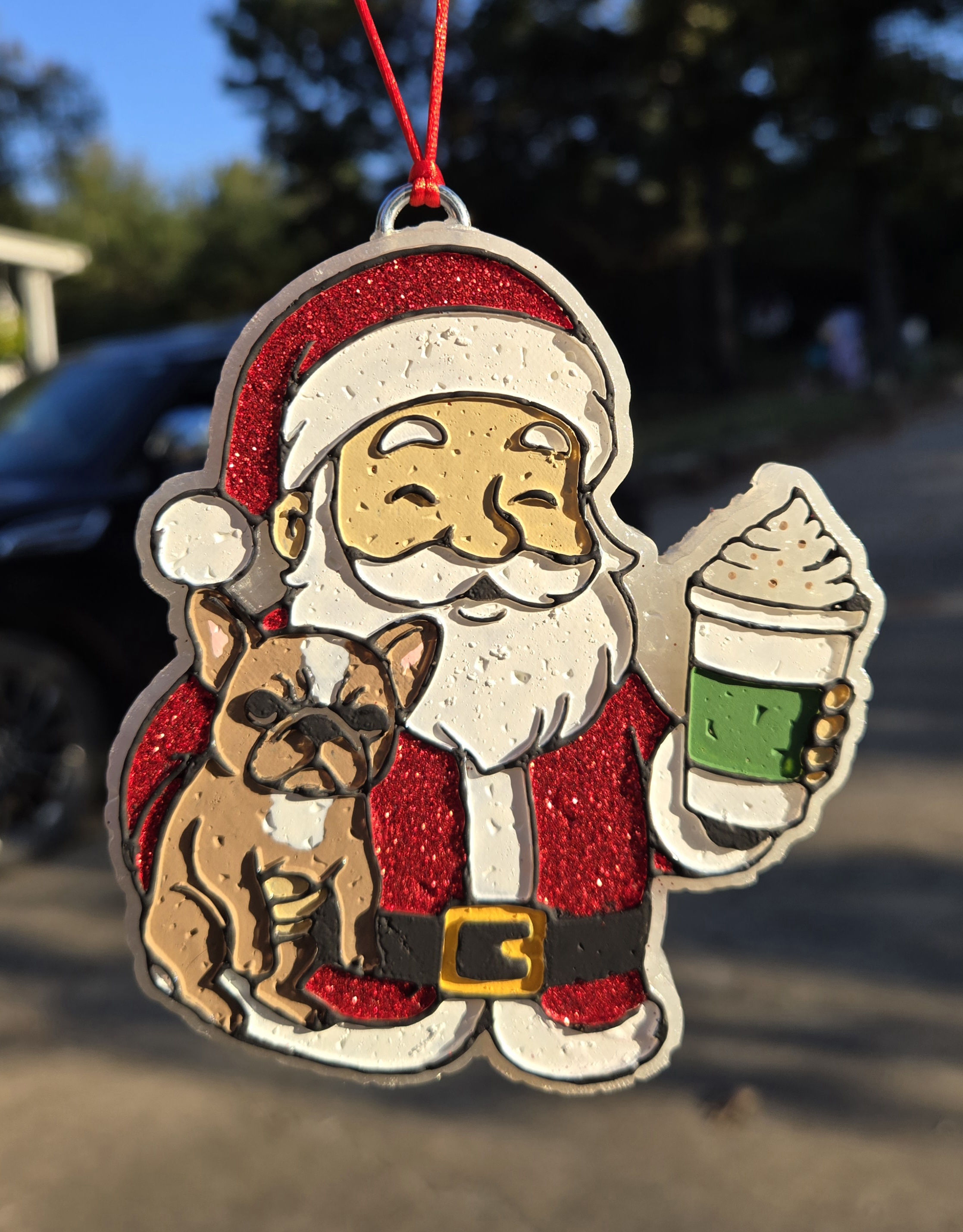 Santa & Frenchie Car Freshie