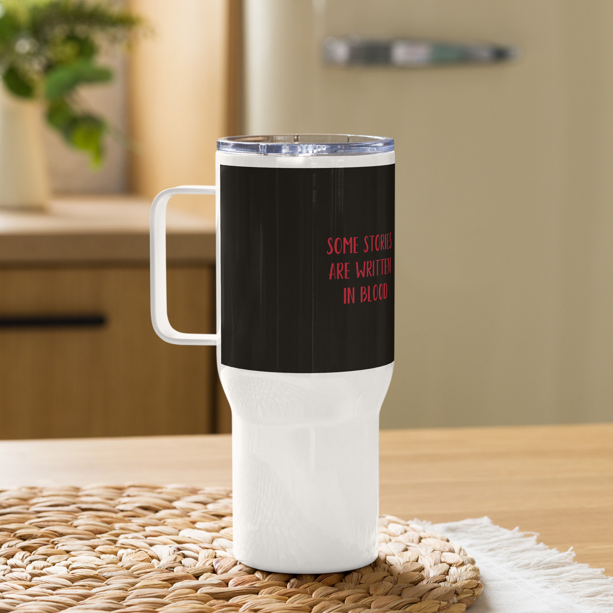 Travel mug with a handle - Strathmor Forest Cover Design