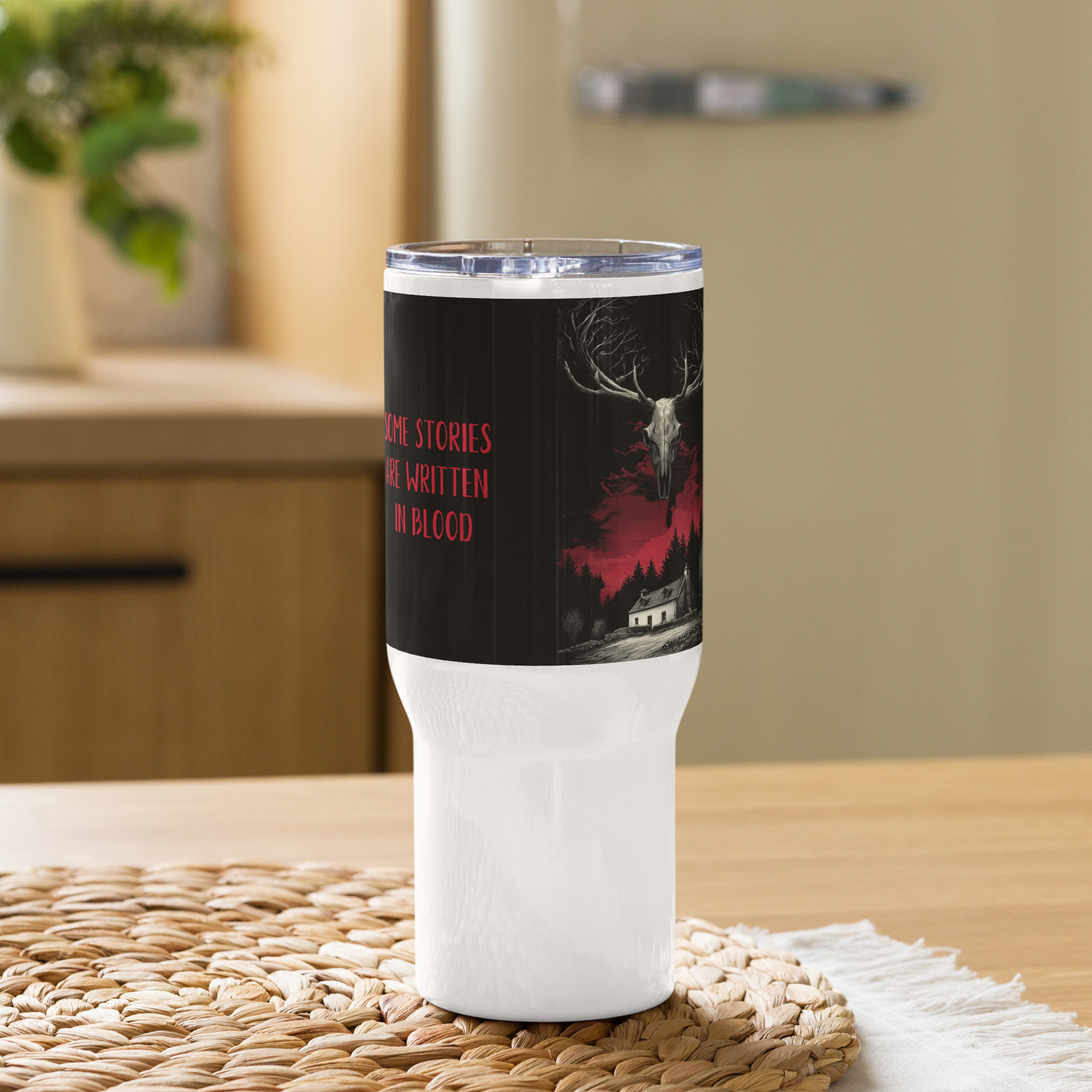Travel mug with a handle - Strathmor Forest Cover Design