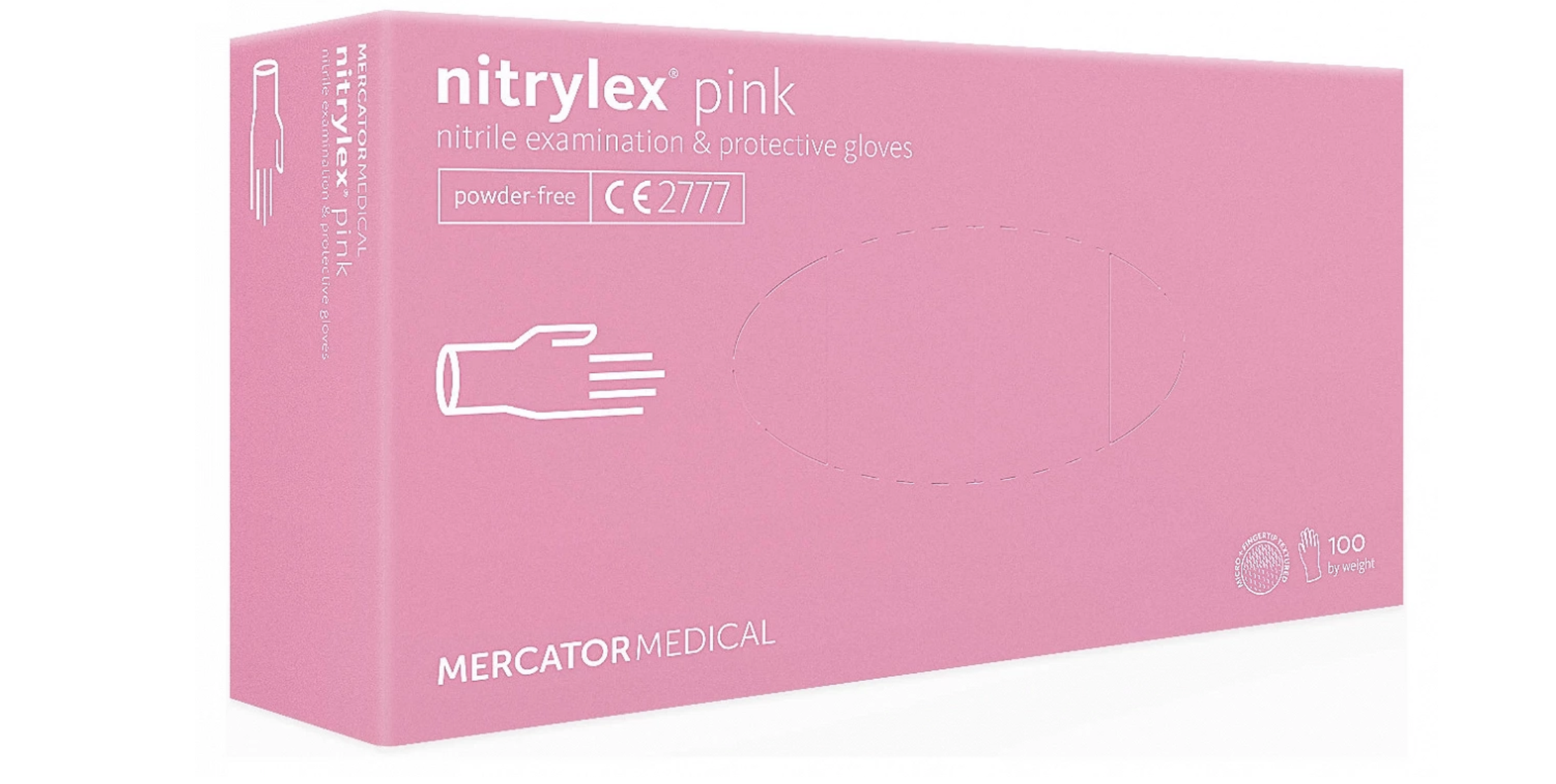 Nitrylex pirštinės be pudros rožinės spalvos M (100 vnt.)