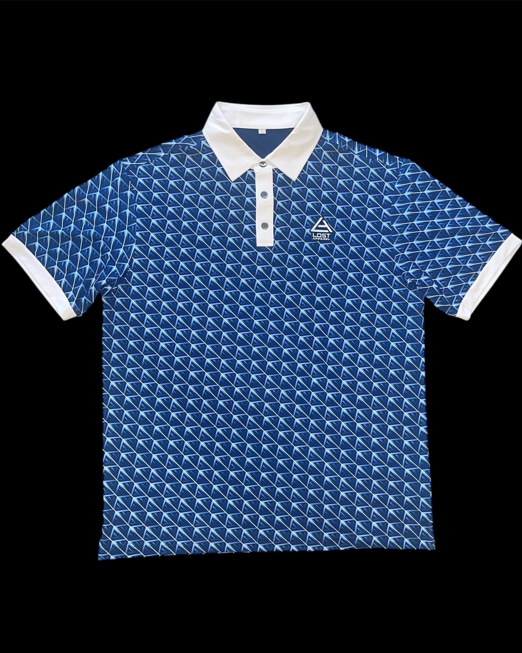 Blue Geometric Golf Shirt 