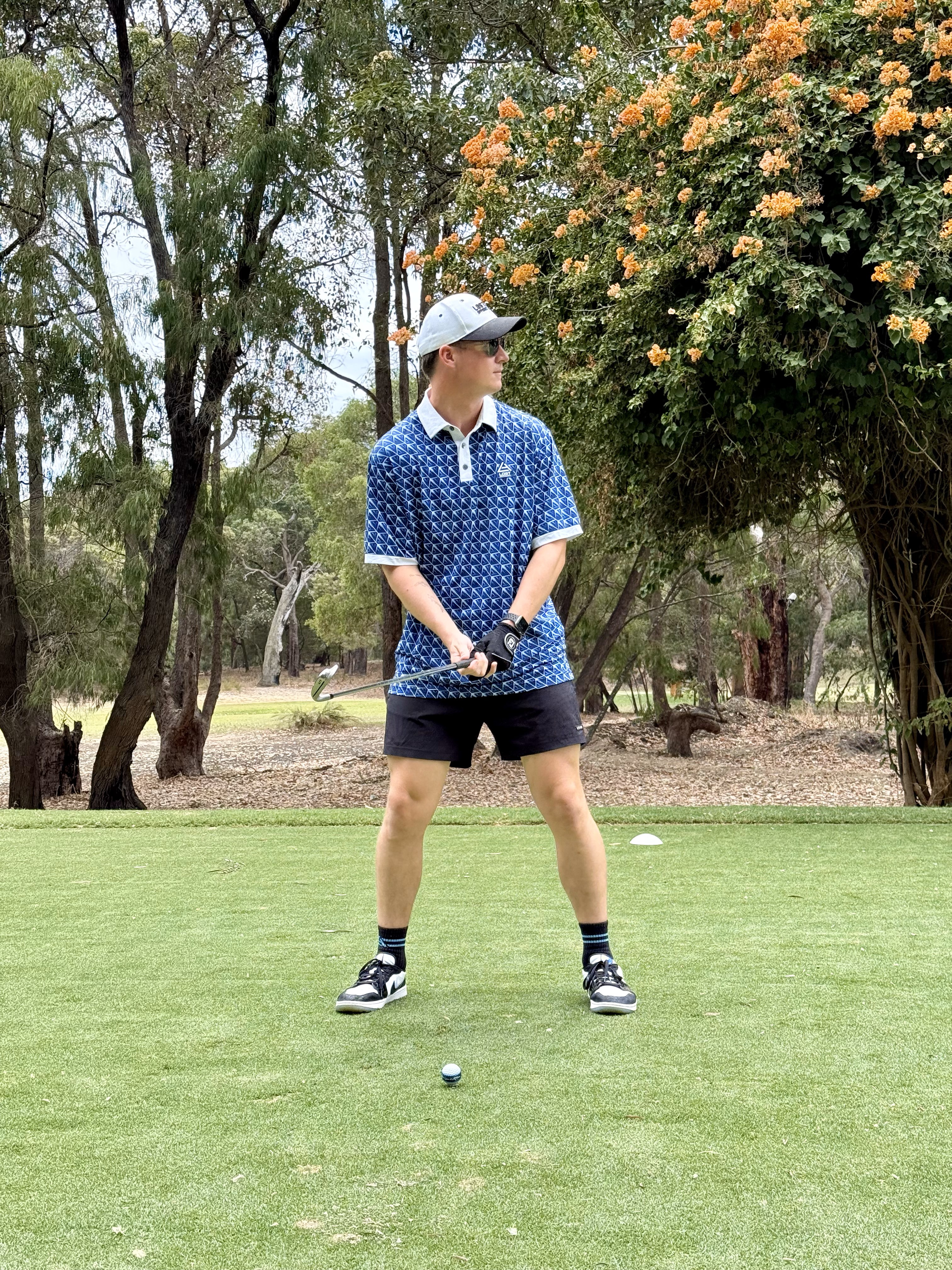 Blue Geometric Golf Shirt 