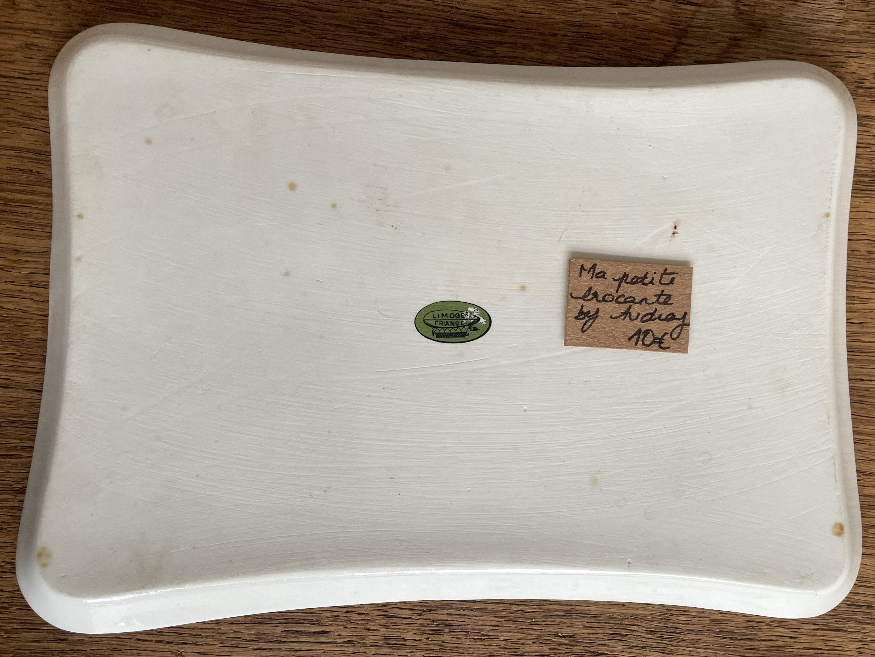 Plat rectangulaire décor floral en porcelaine de Limoges