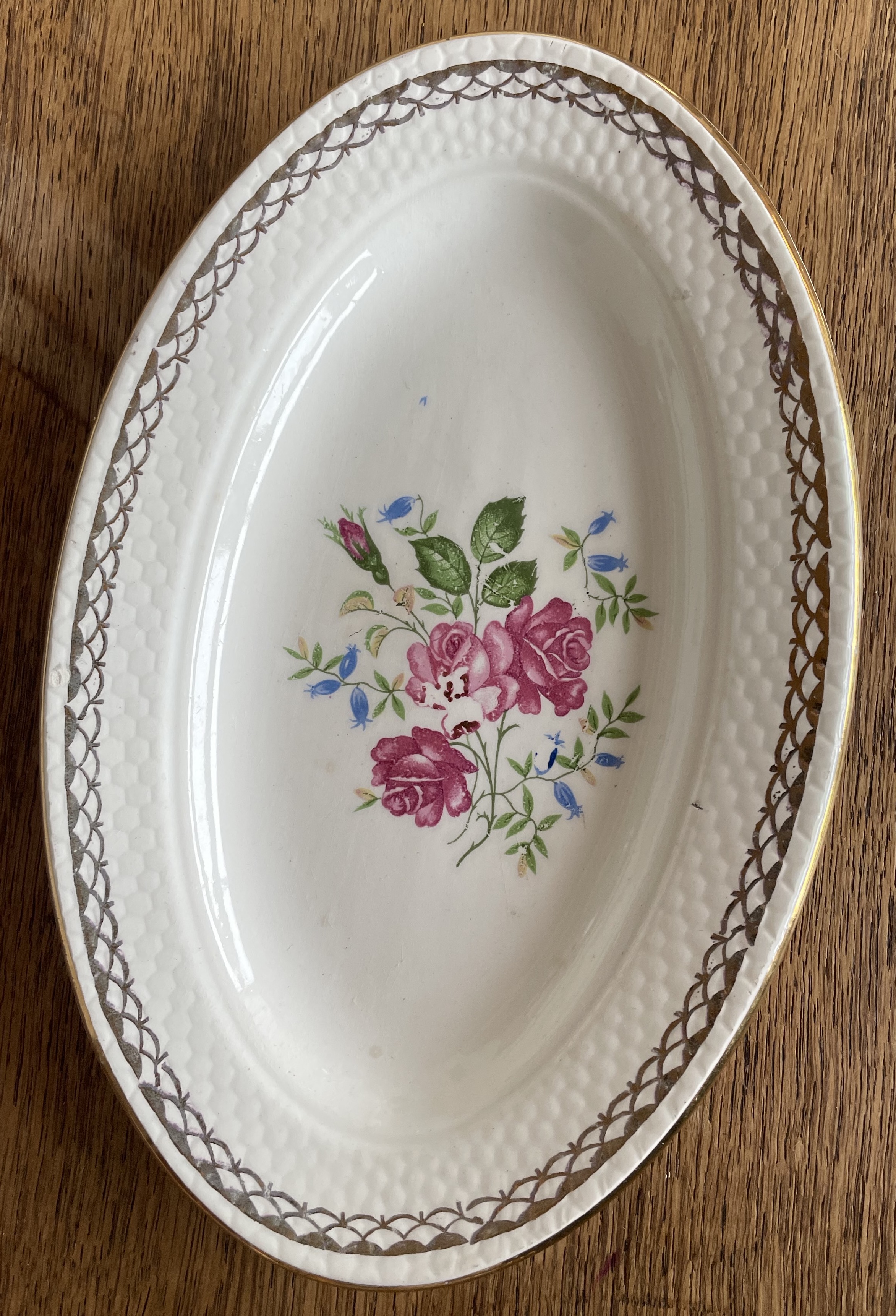 Plat ovale décor floral - Faïence L'Amandinoise