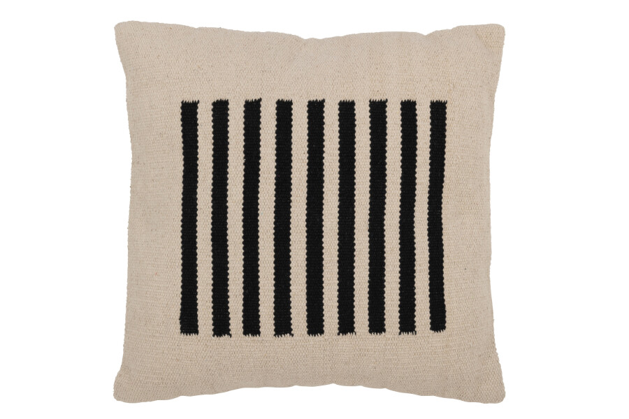 Coussin blanc / Motif lignes milieu noires