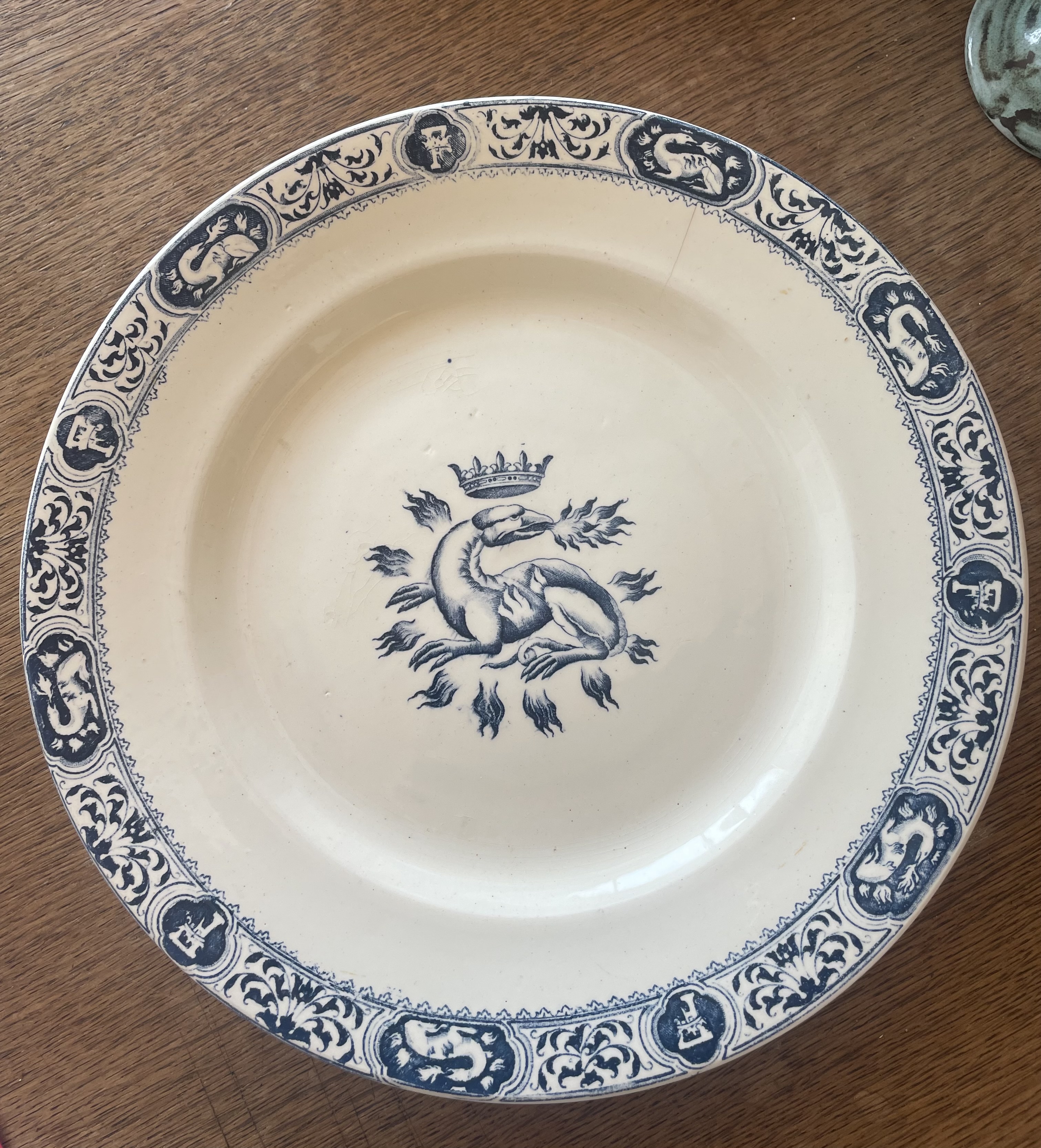 Compotier Salamandre motifs bleus