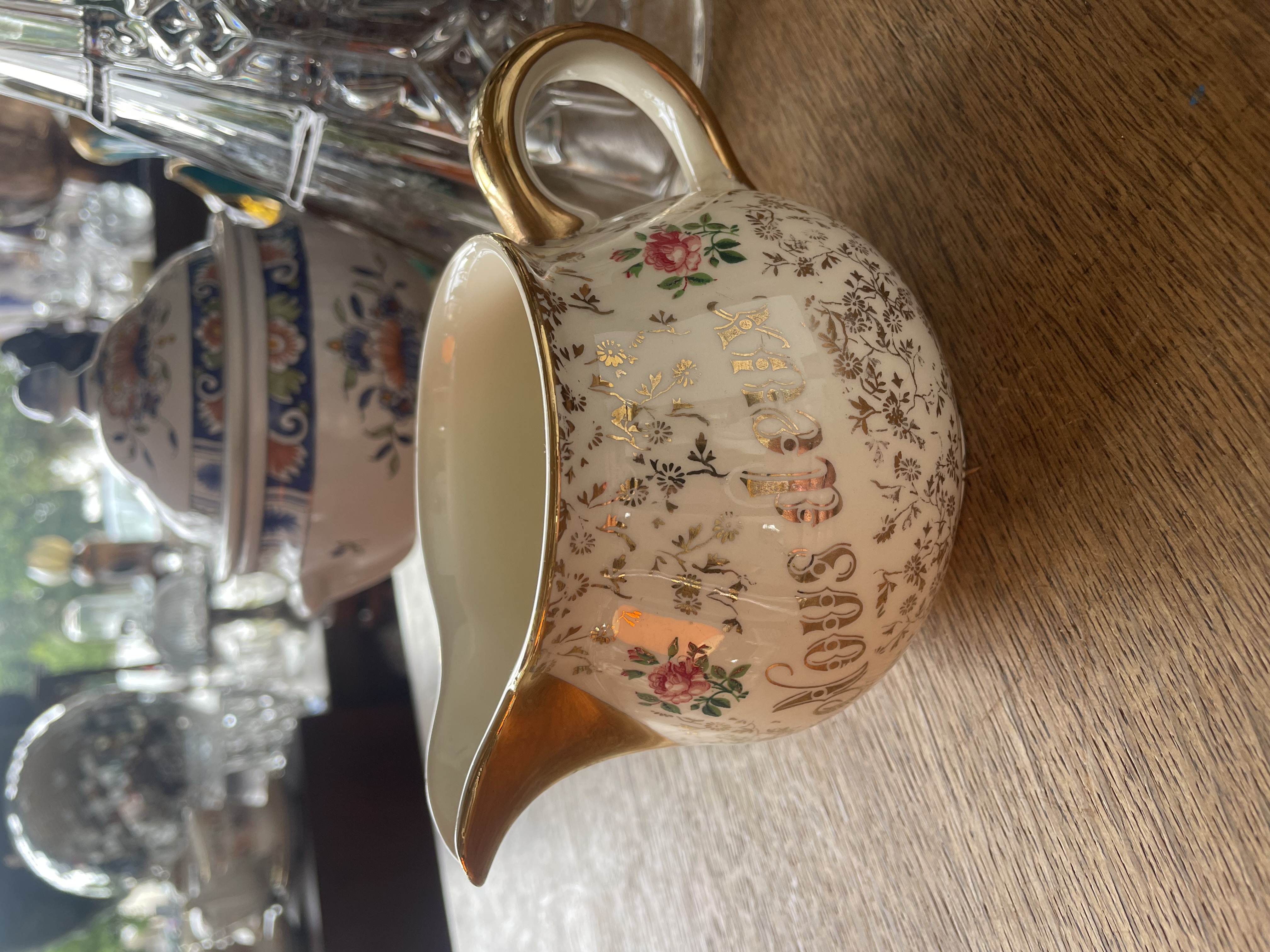 Pot à lait motifs dorés et fleurs " Nous deux "