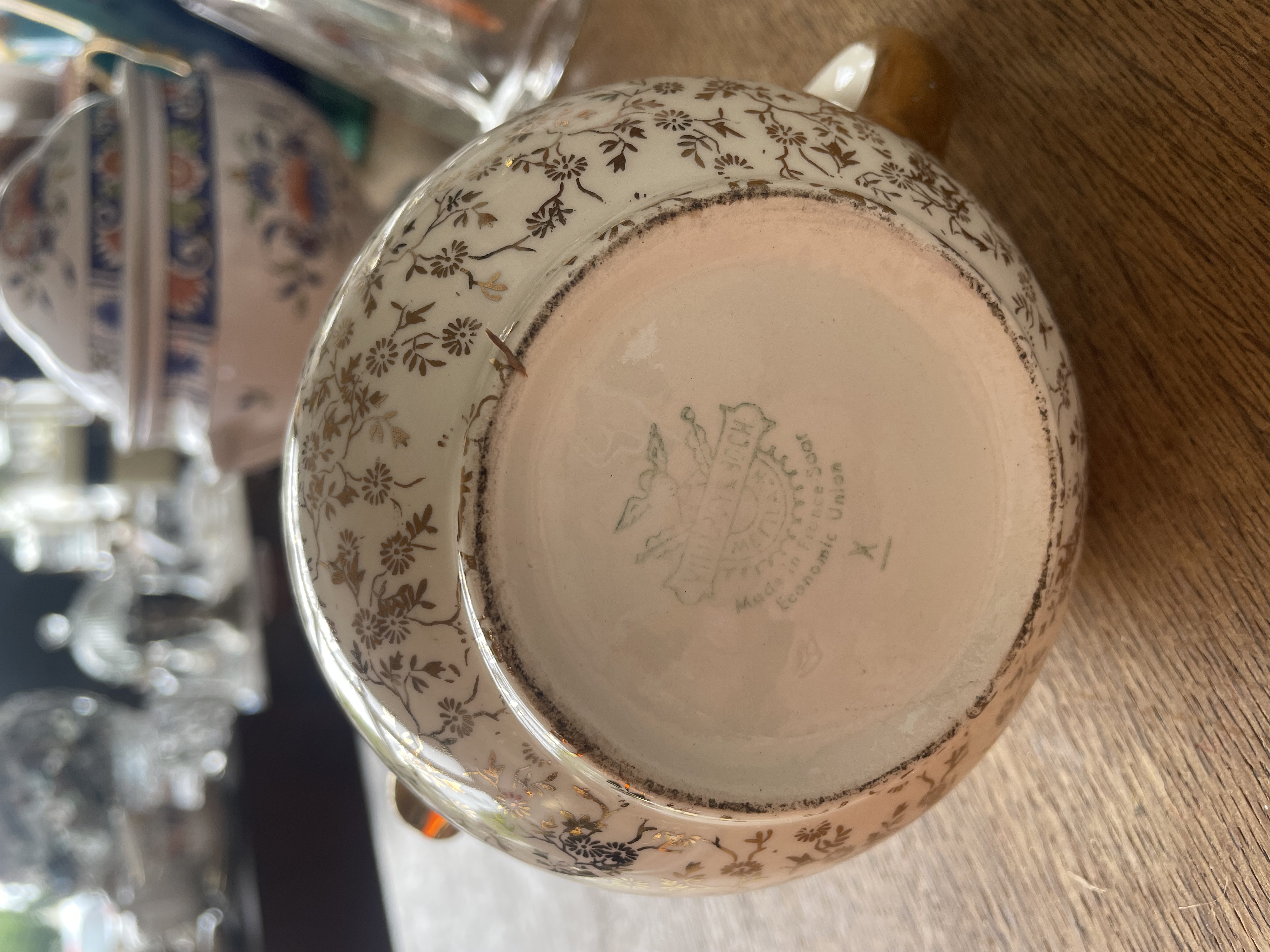Pot à lait motifs dorés et fleurs " Nous deux "