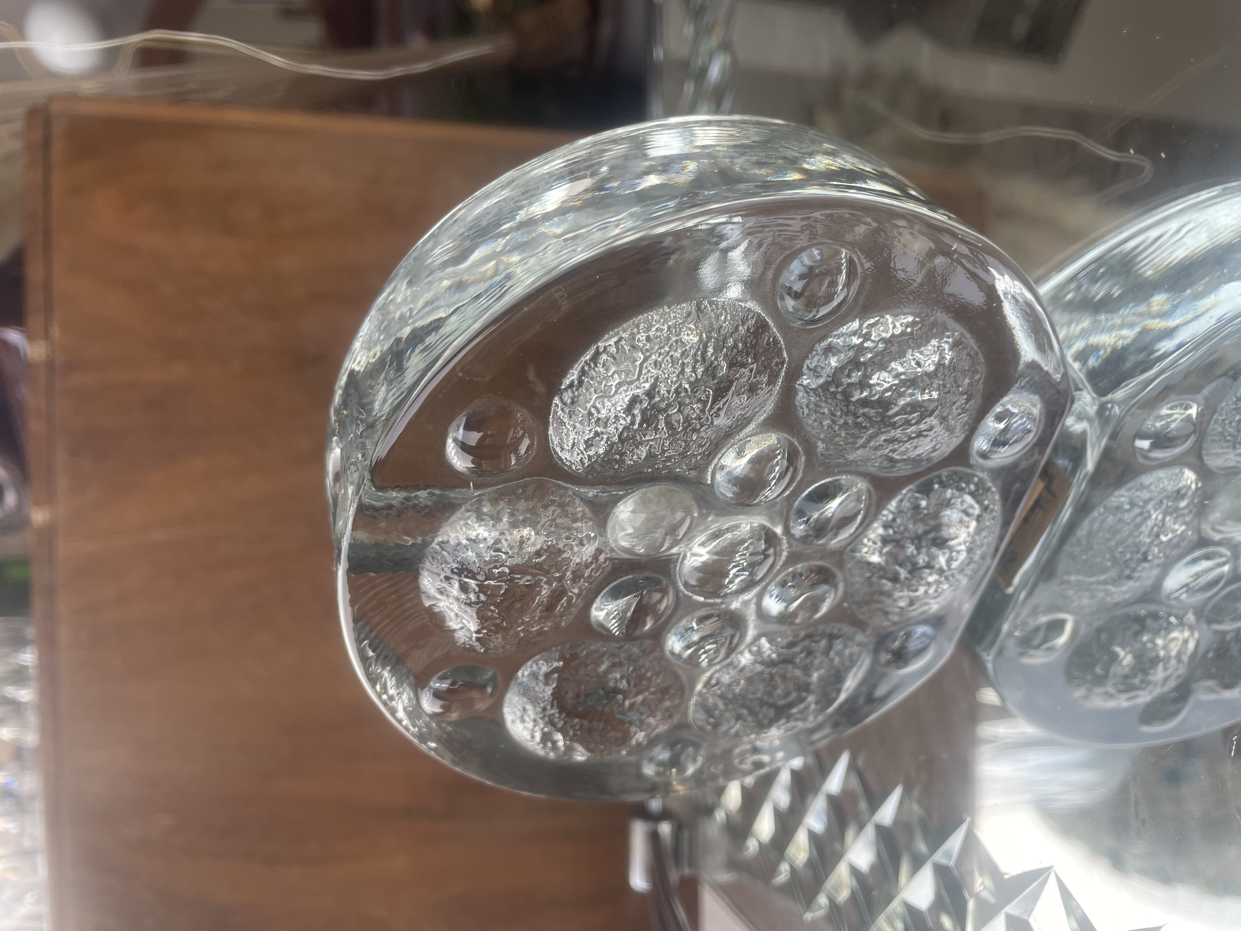Bougeoir rond en verre décor bulles
