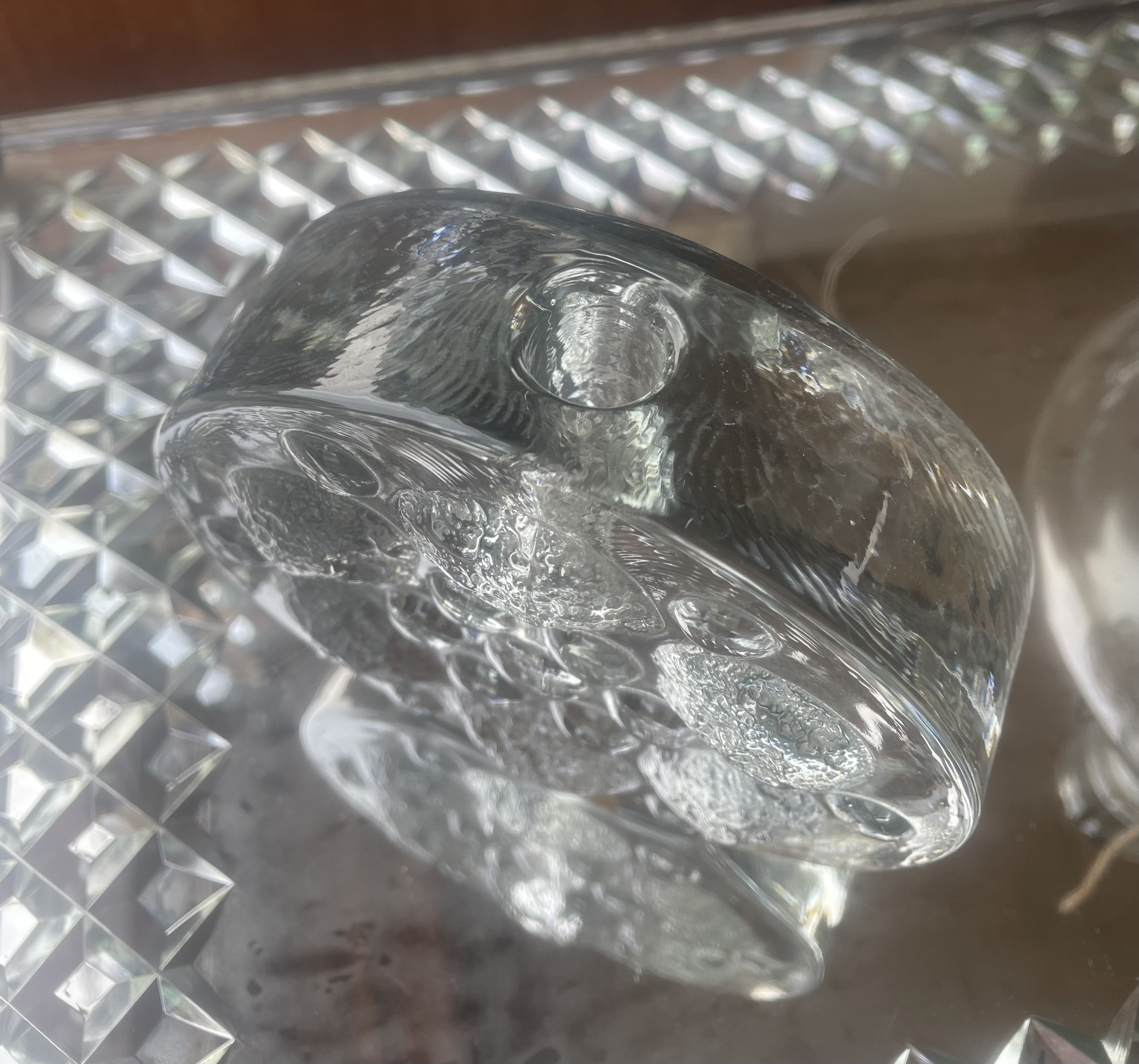 Bougeoir rond en verre décor bulles