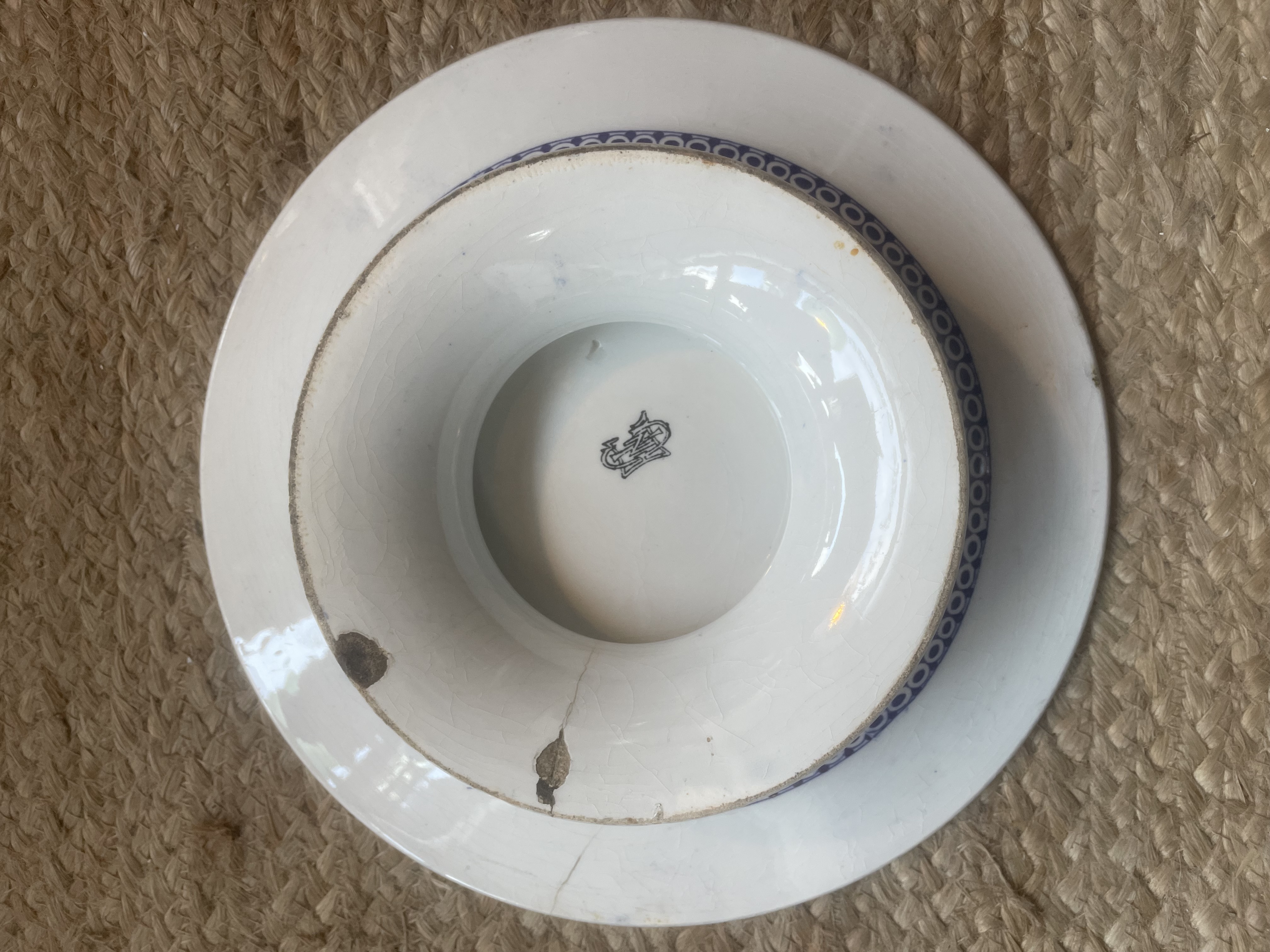 Compotier aux motifs bleu marine