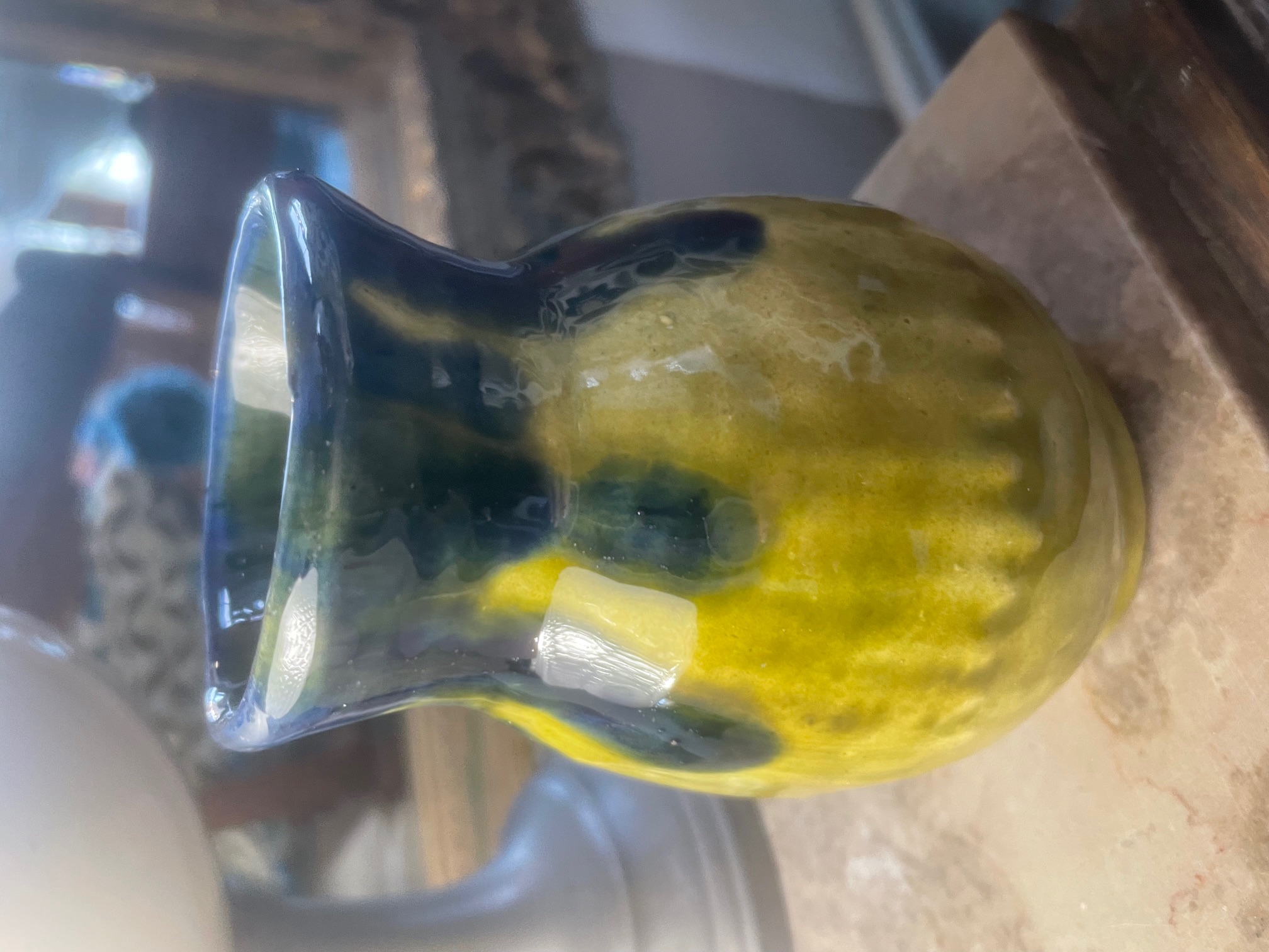 Mini vase céramique vert et bleu