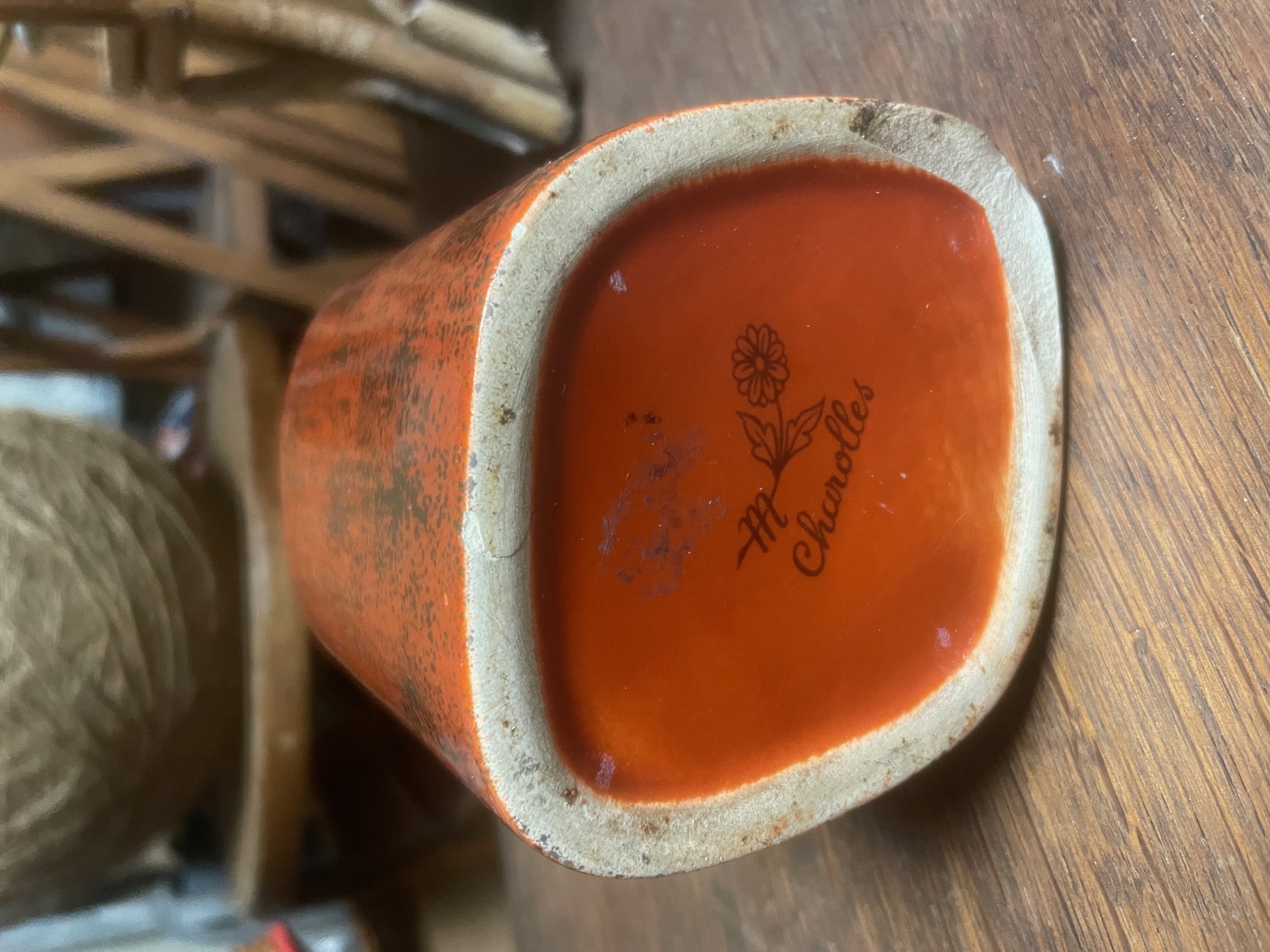Vase Charolles Jacques Molin orange et doré 