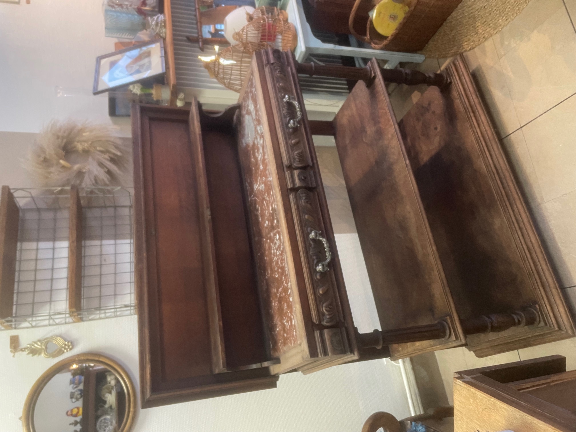 Console/desserte Henri II avec marbre