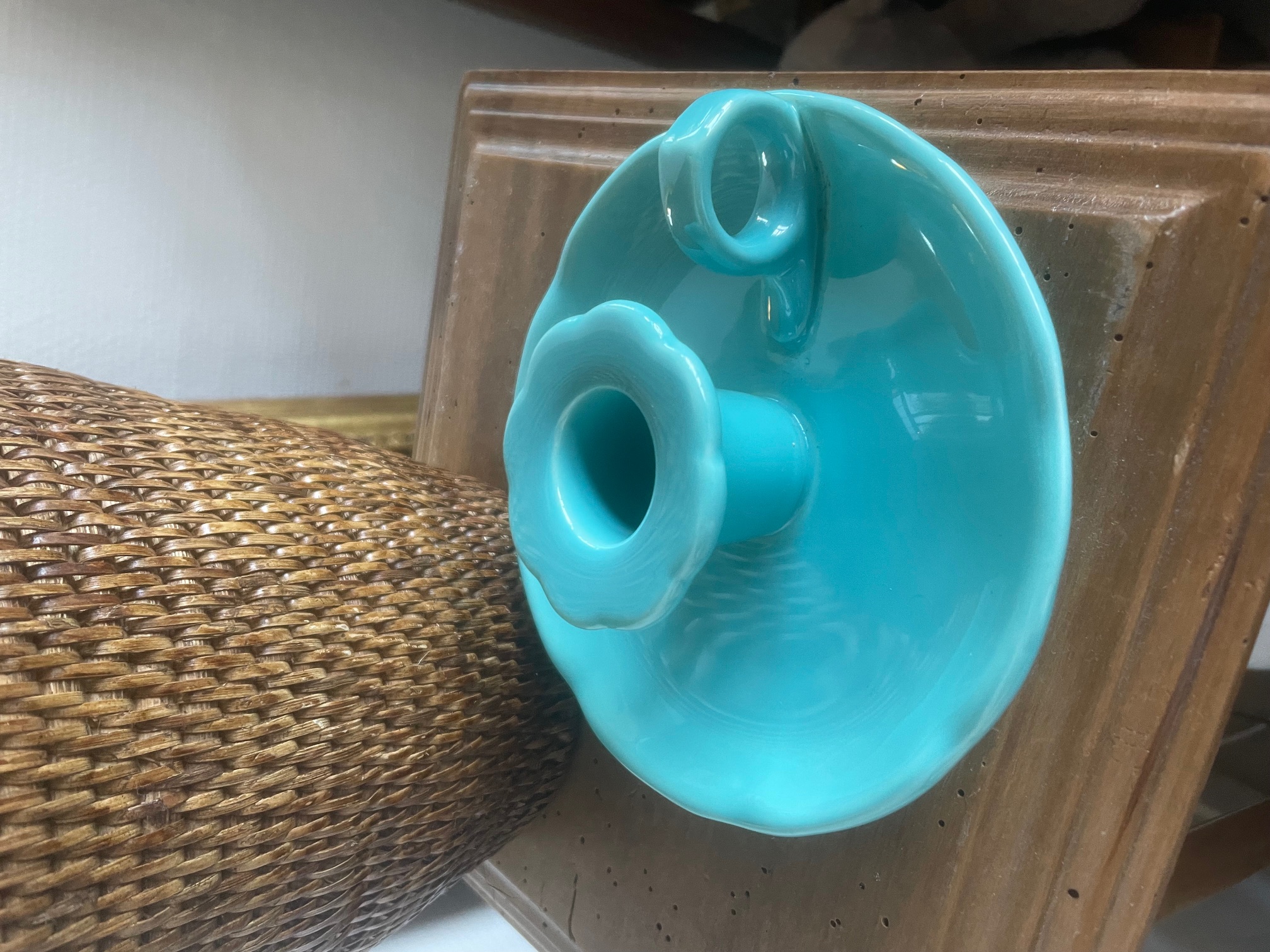 Bougeoir céramique bleu turquoise