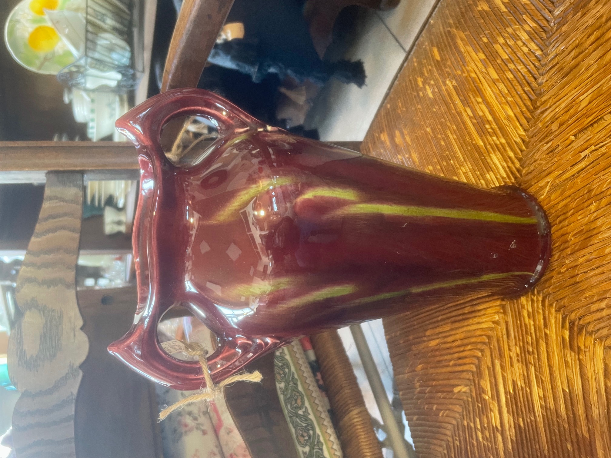 Vase en céramique grenat et vert