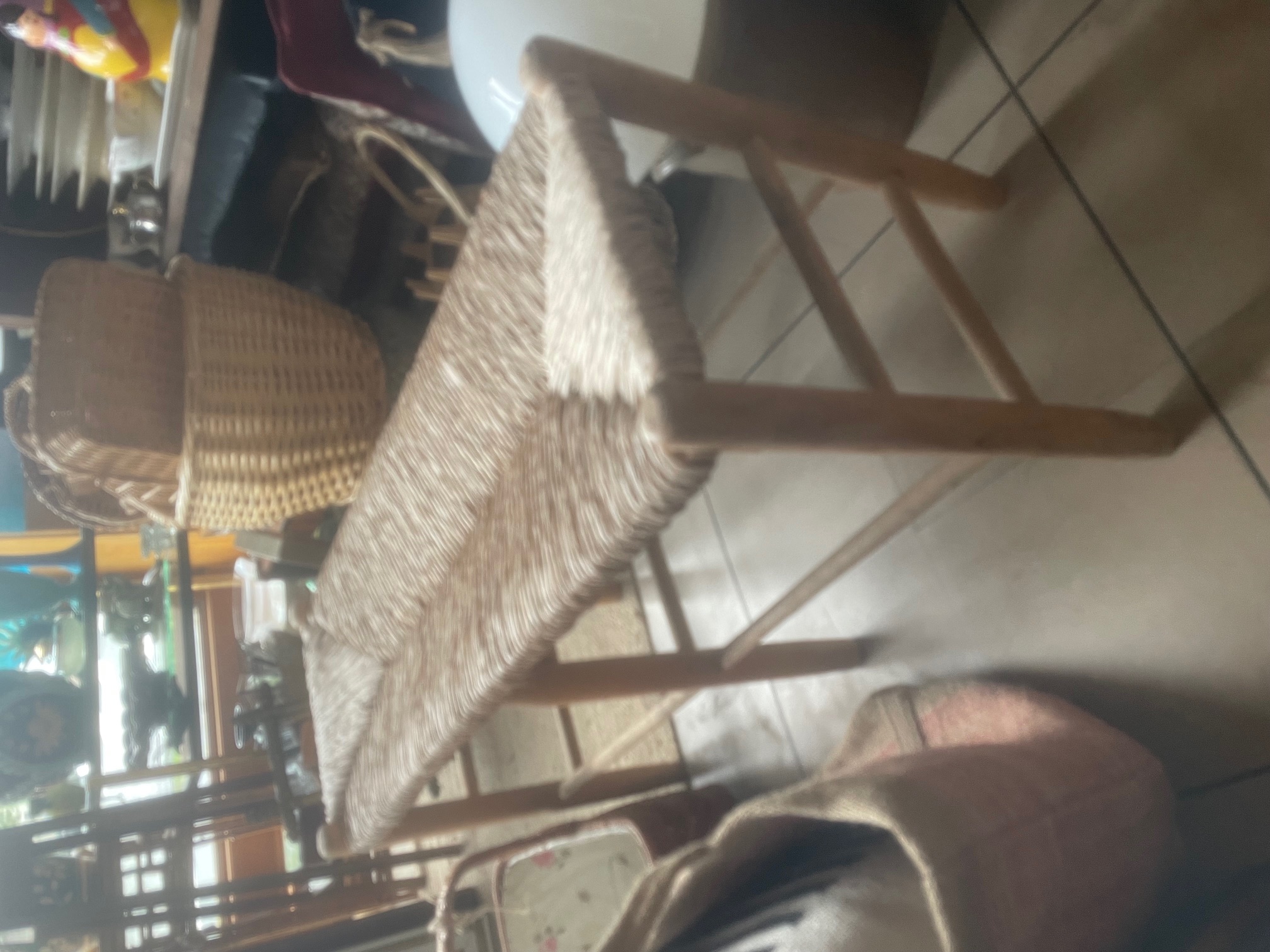 Banc assise paille bois clair