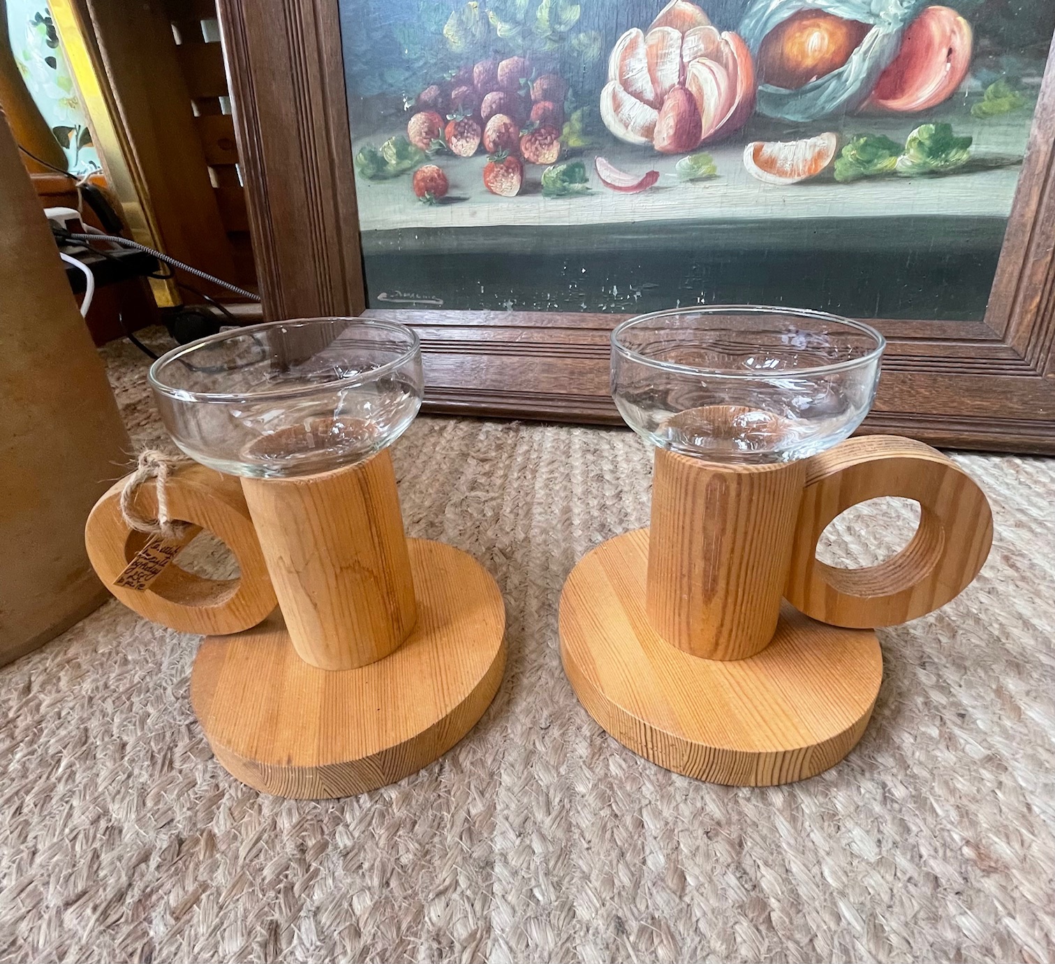 Bougeoirs bois et verre