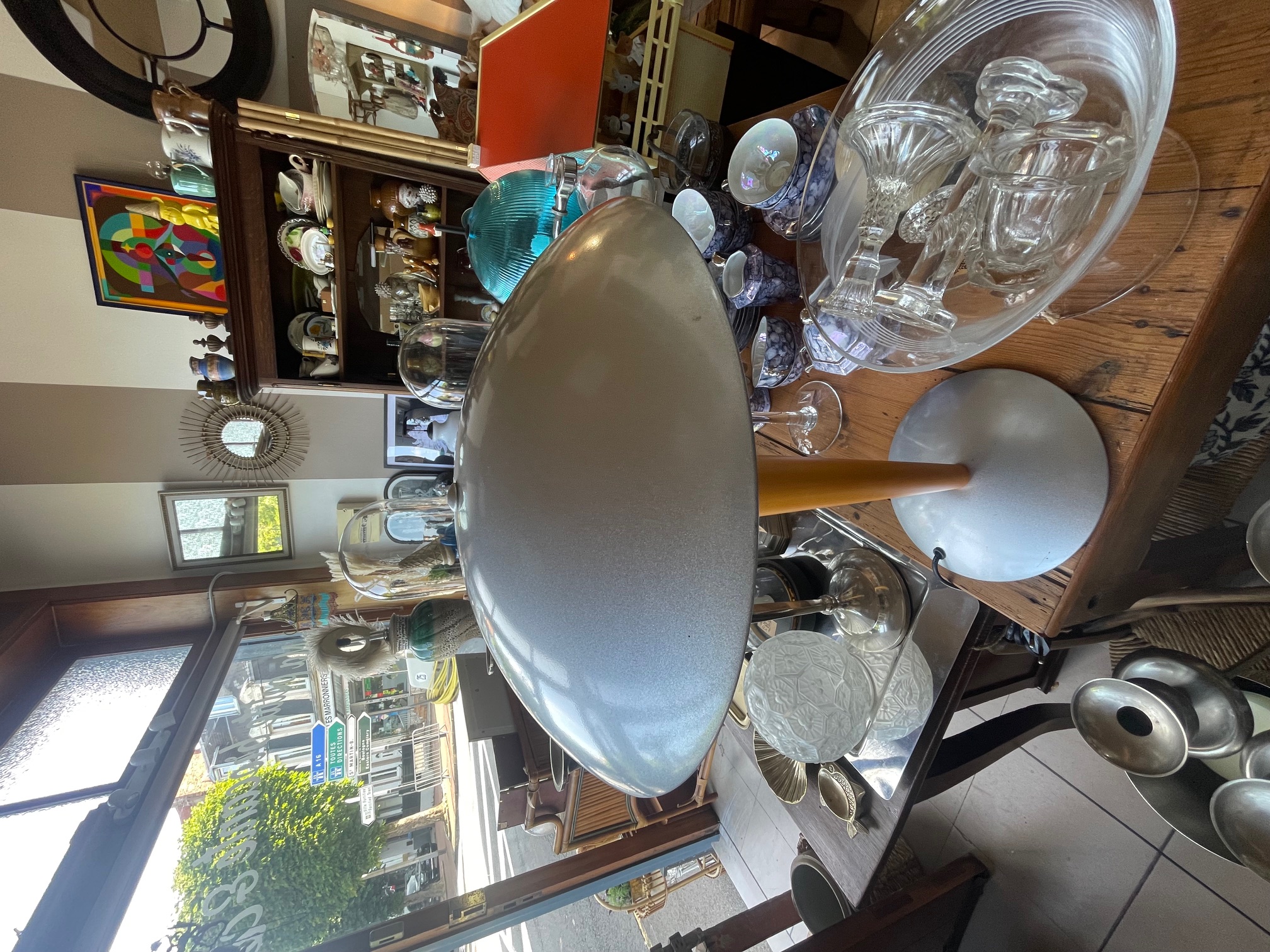Lampe champignon métal et bois