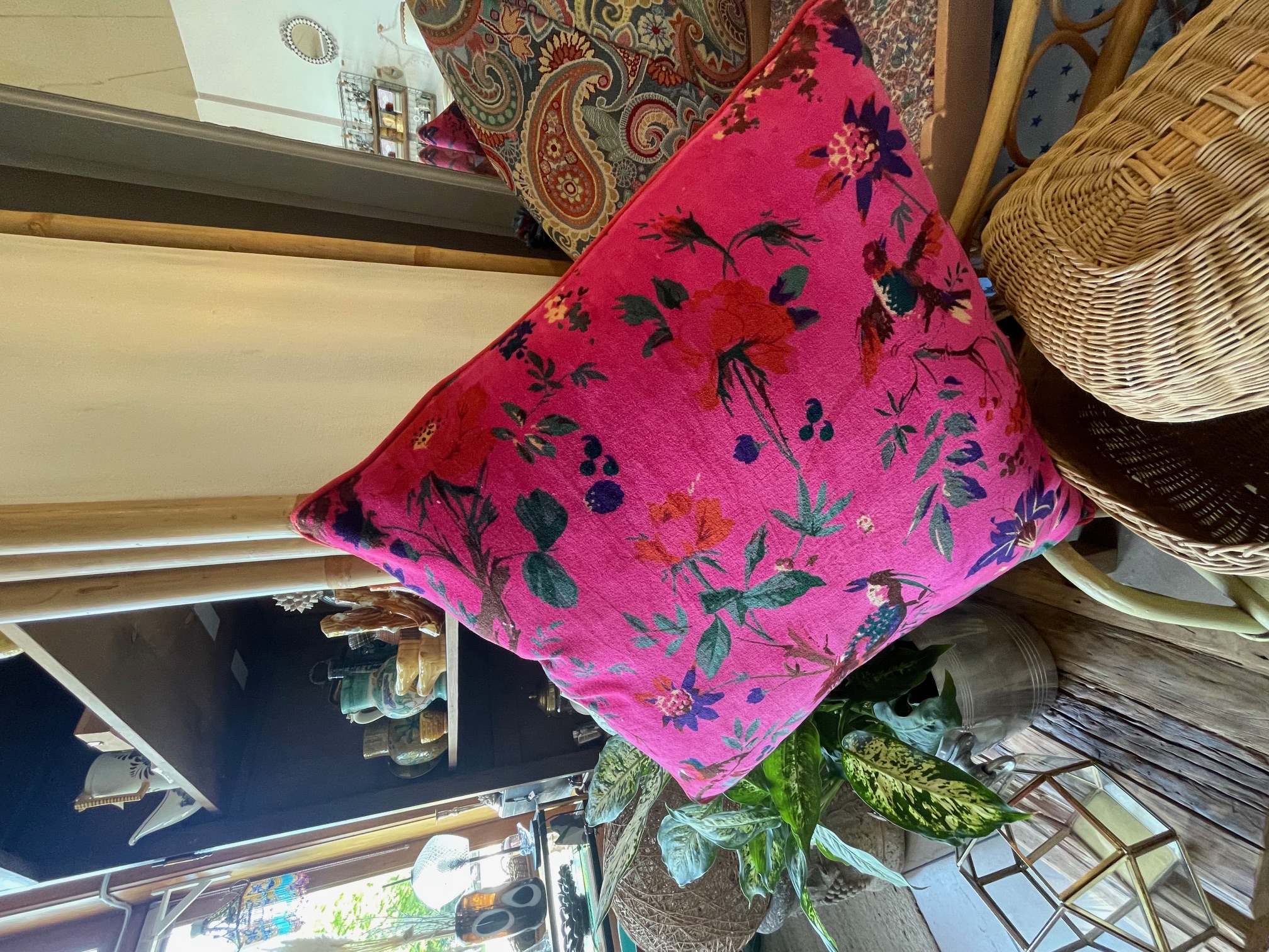 Coussin décor oiseau de paradis