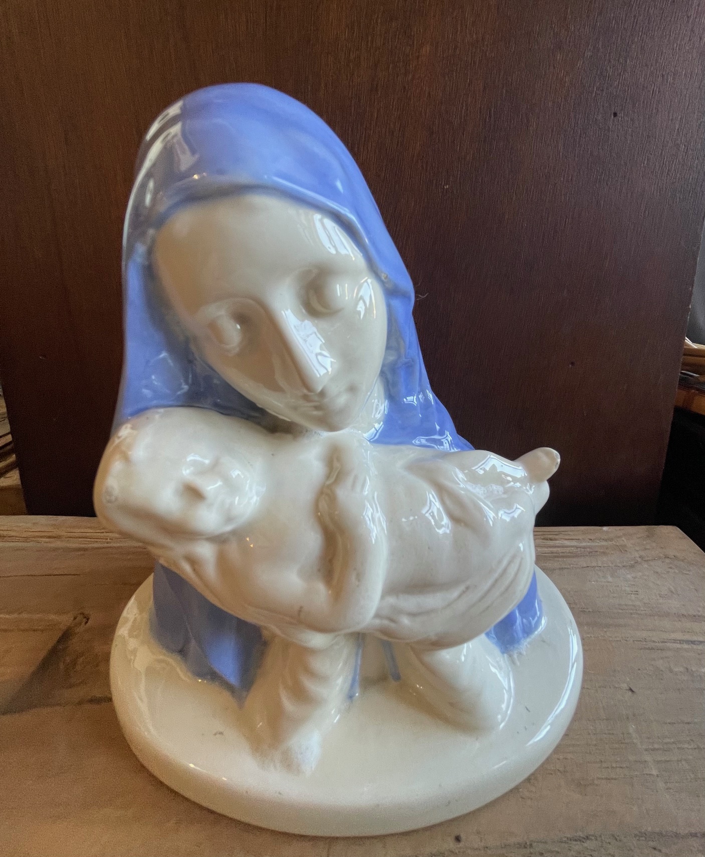 Vierge à l'enfant bleue Desvres