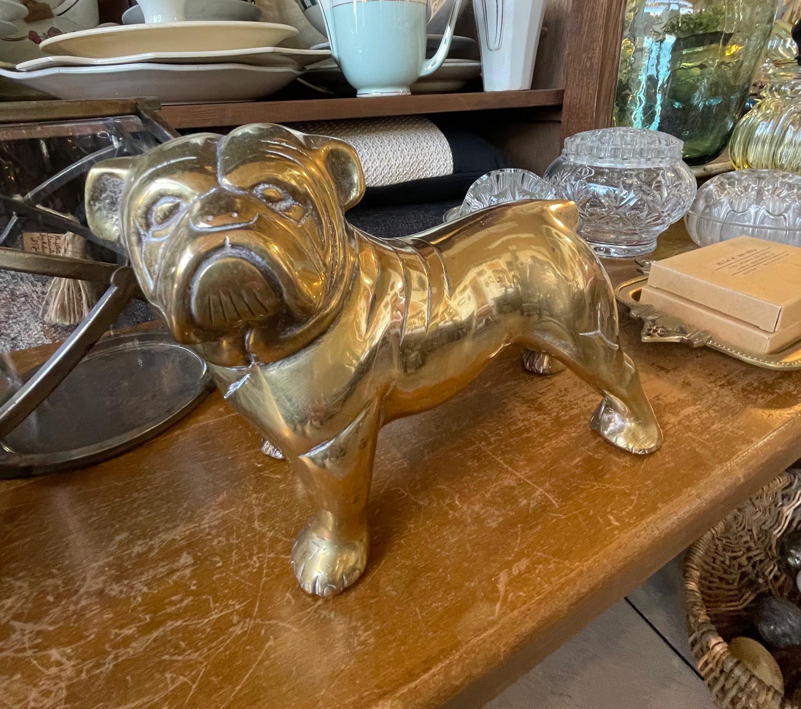 Statuette bouledogue laiton massif