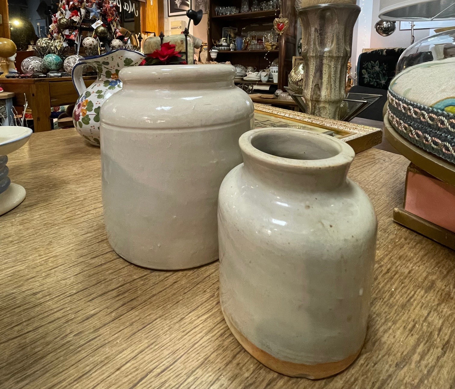 Duo de pots en grès gris