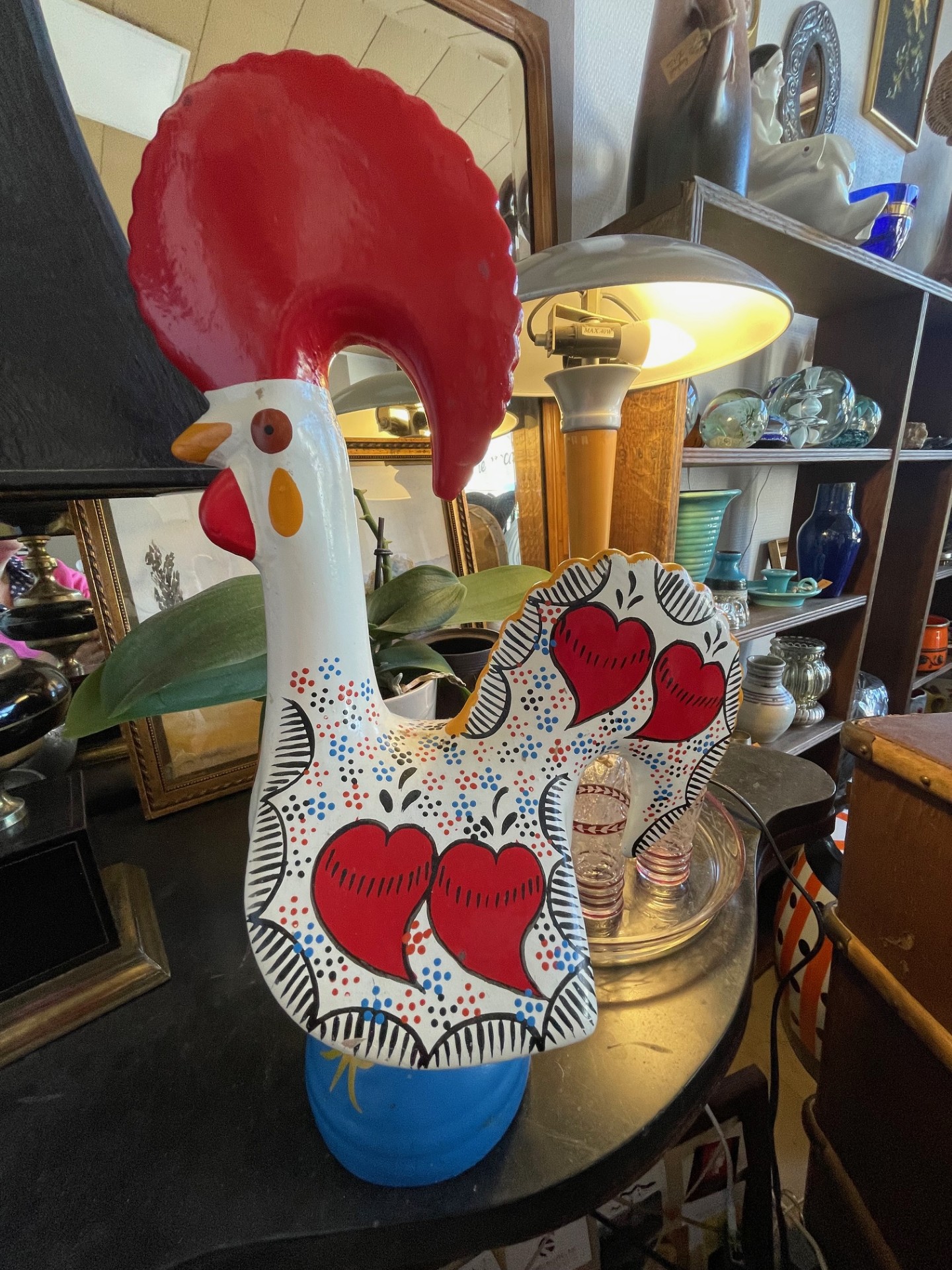 Coq en céramique multicolore