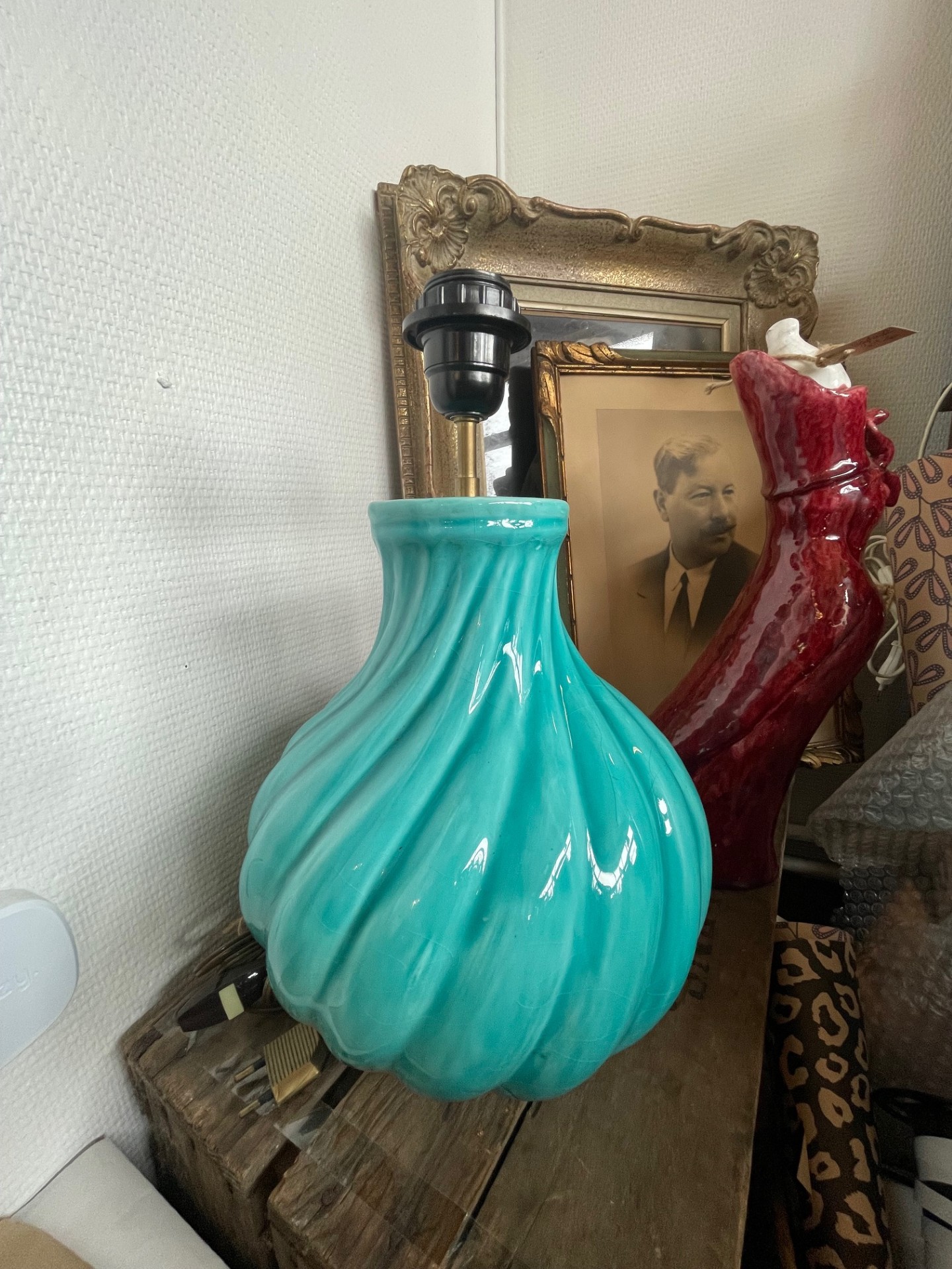 Lampe en céramique turquoise